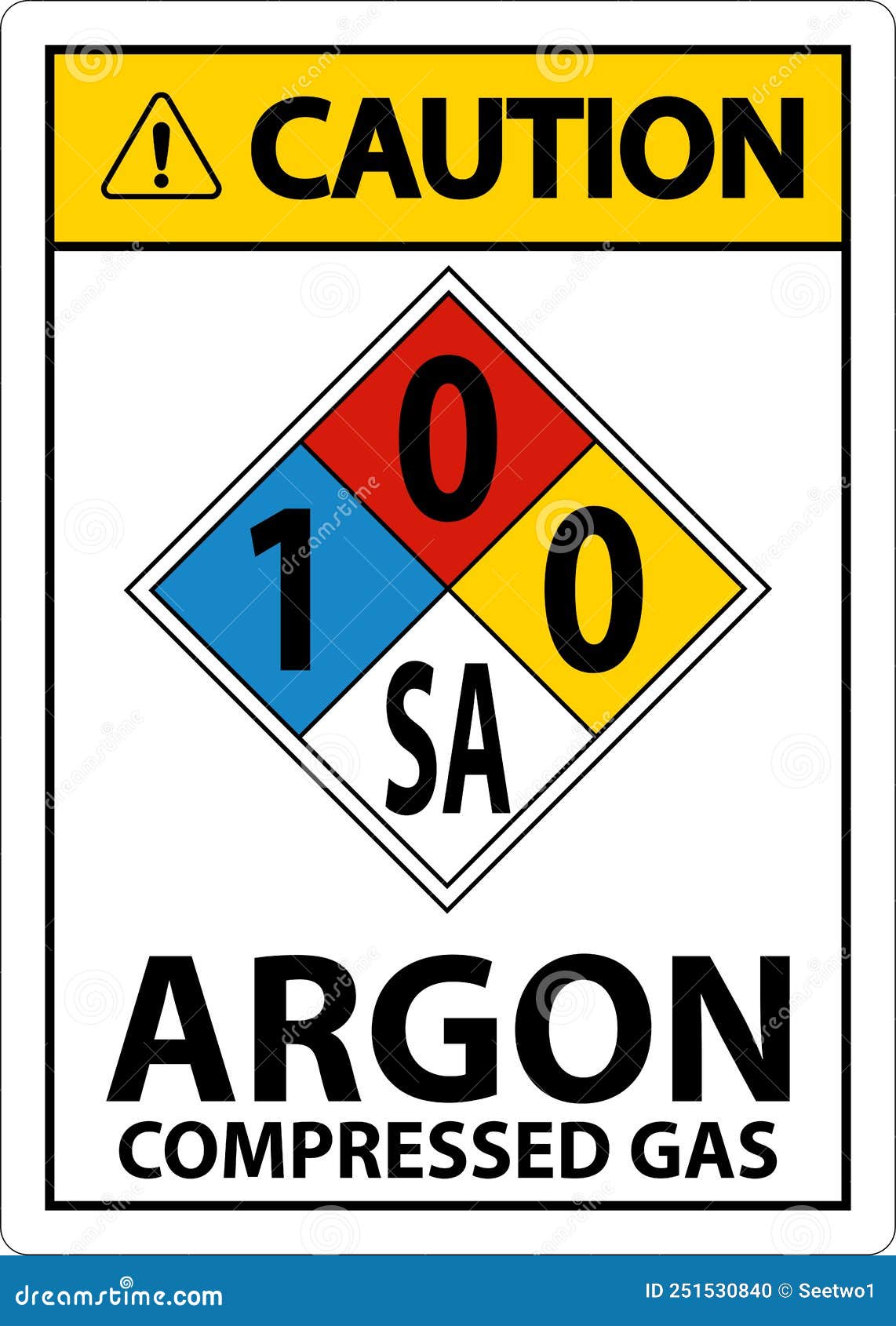 NFPA Caution Argon Compressed Gas 100SA Sign Stock Vector