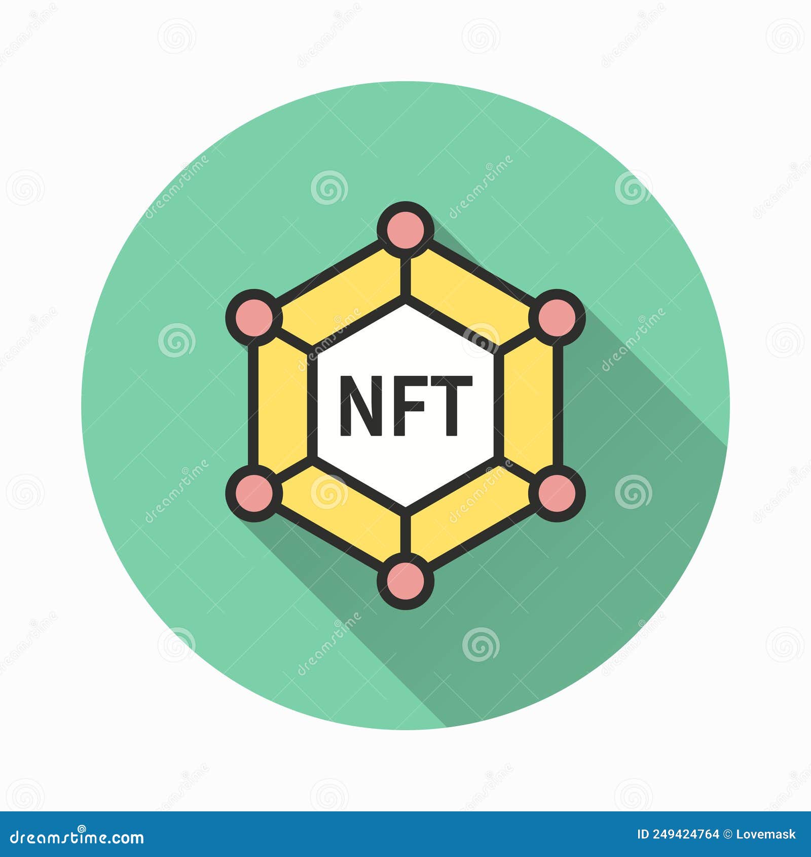 nft icon with long shadow for graphic and web .
