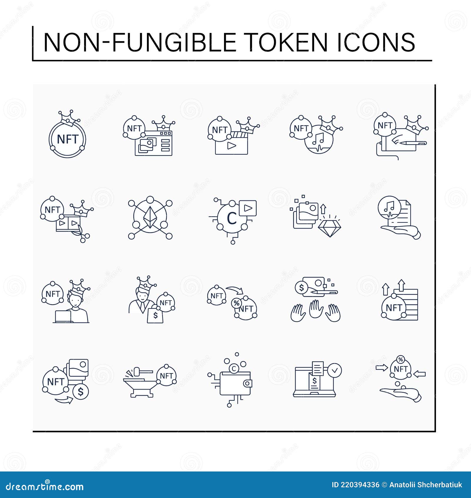 nft line icons set