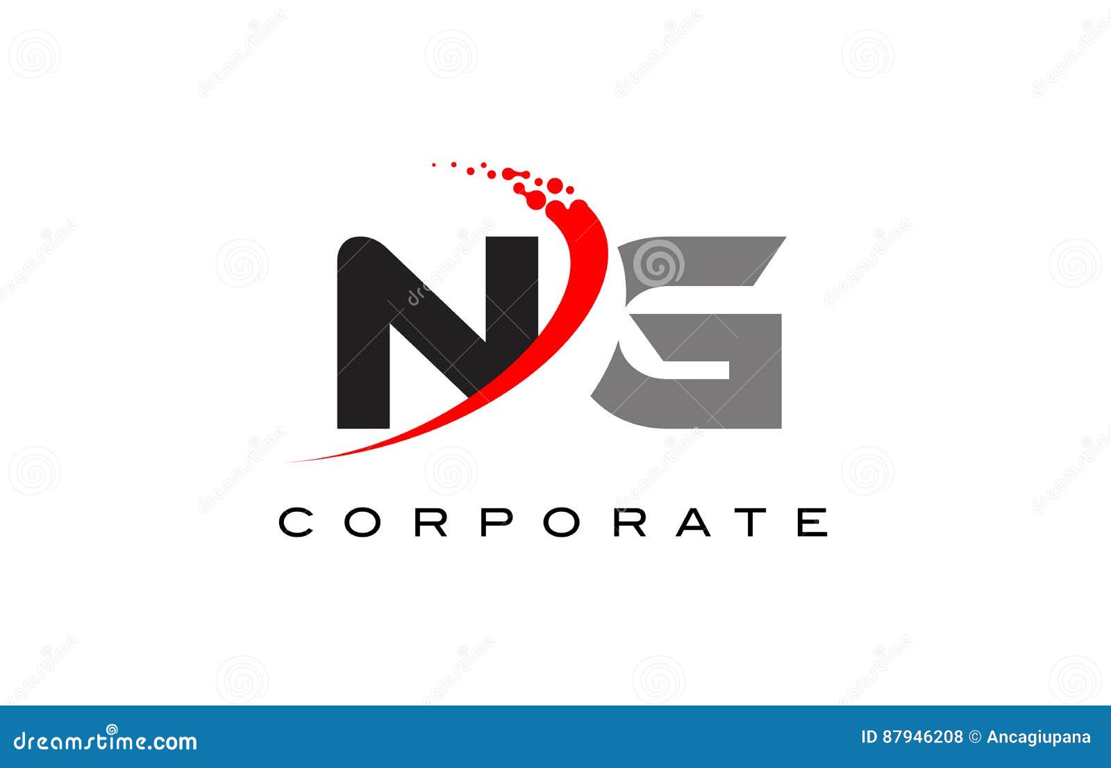 Ng Modern Letter Logo Design With Swoosh Stock Vector