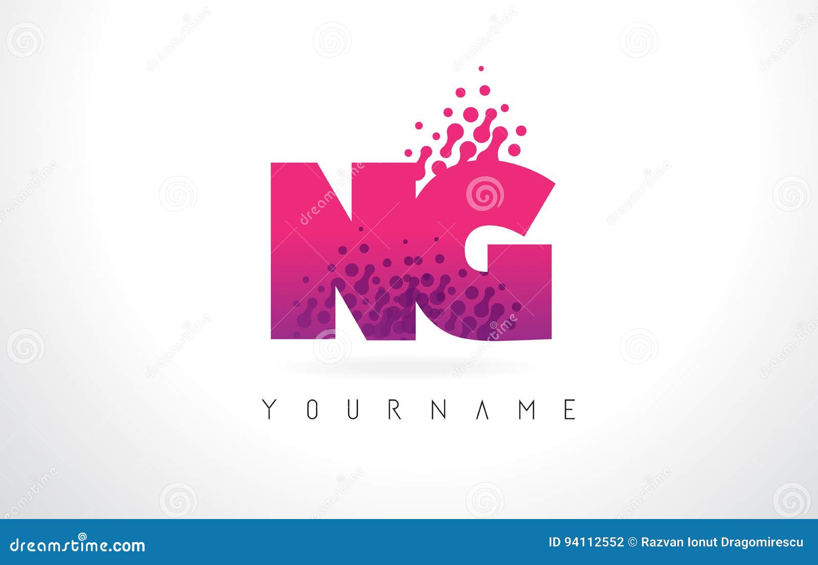 Ng N G Letter Logo With Pink Purple Color And Particles Dots Design Stock Vector Illustration Of Company Font