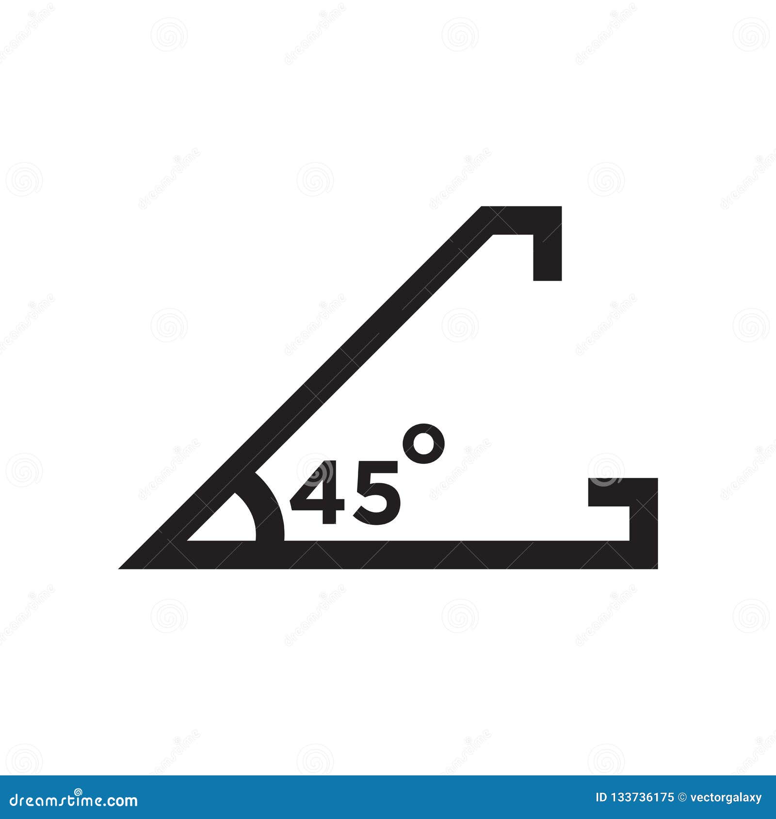 Ícone de conceito de vetor de contorno de ângulo de 45 graus