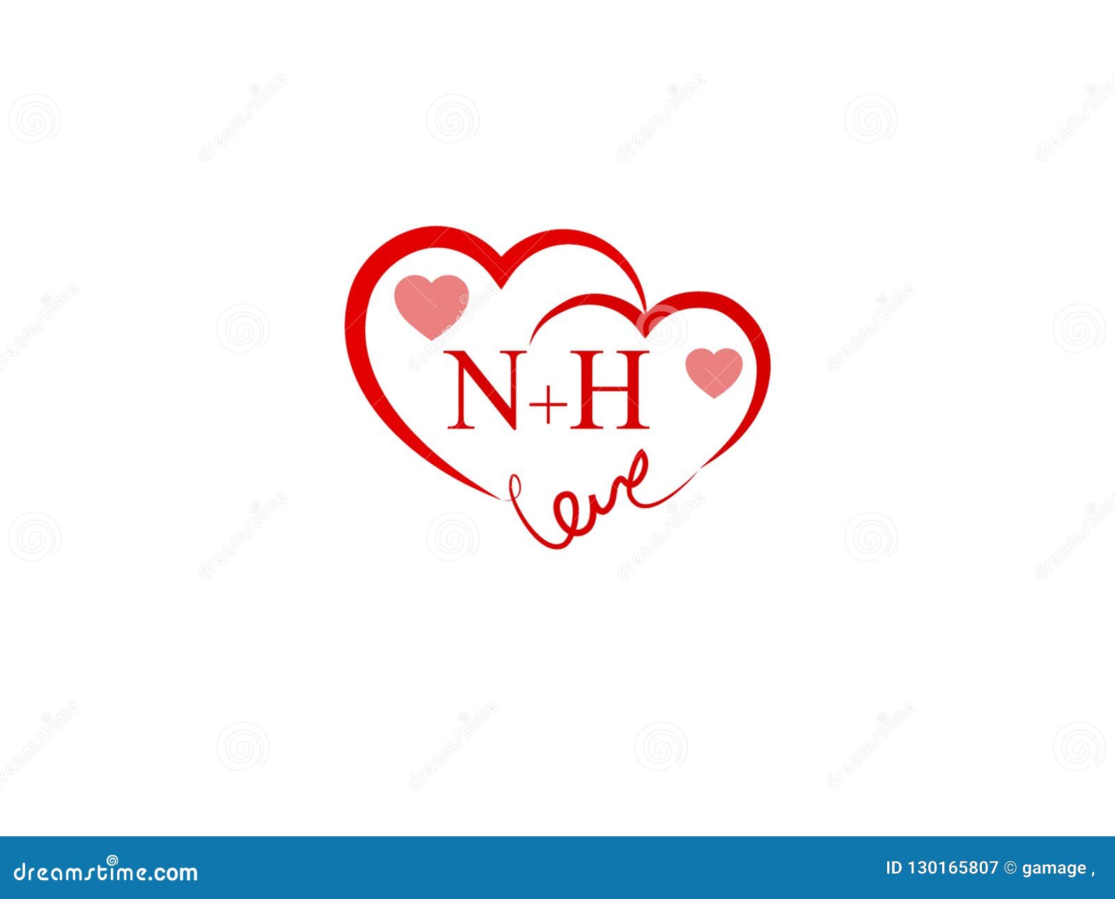 Nh Initial Heart Shape Red Colored Love Logo Stock Vector Illustration Of Company Afinitial