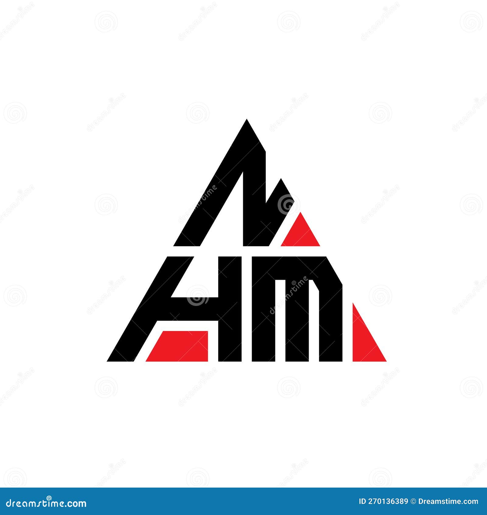 nhm triangle letter logo  with triangle . nhm triangle logo  monogram. nhm triangle  logo template with red