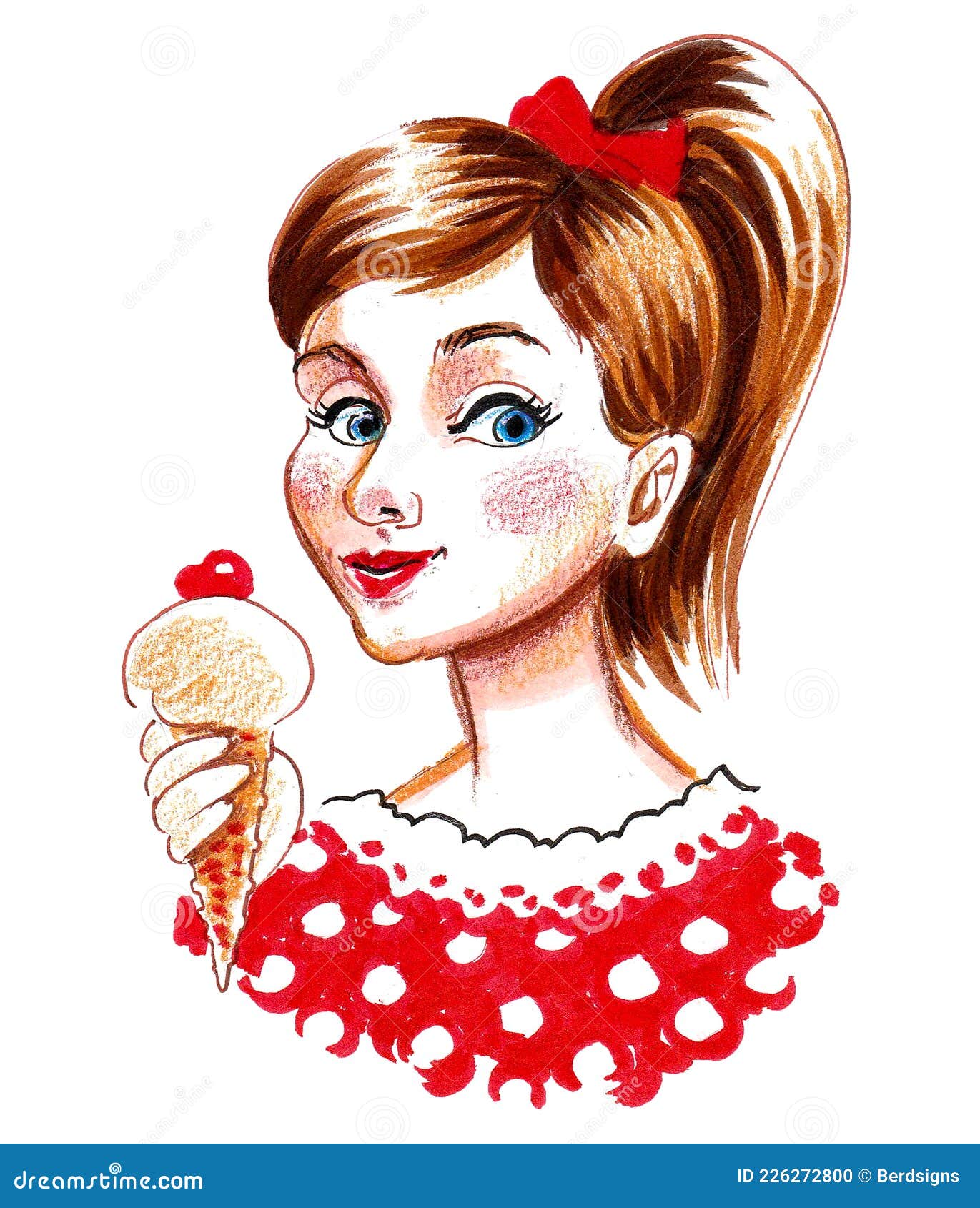 Niña comiendo helado stock de ilustración. Ilustración de fondo - 226272800 Niña comiendo helado stock de ilustración. Ilustración de fondo - 226272800