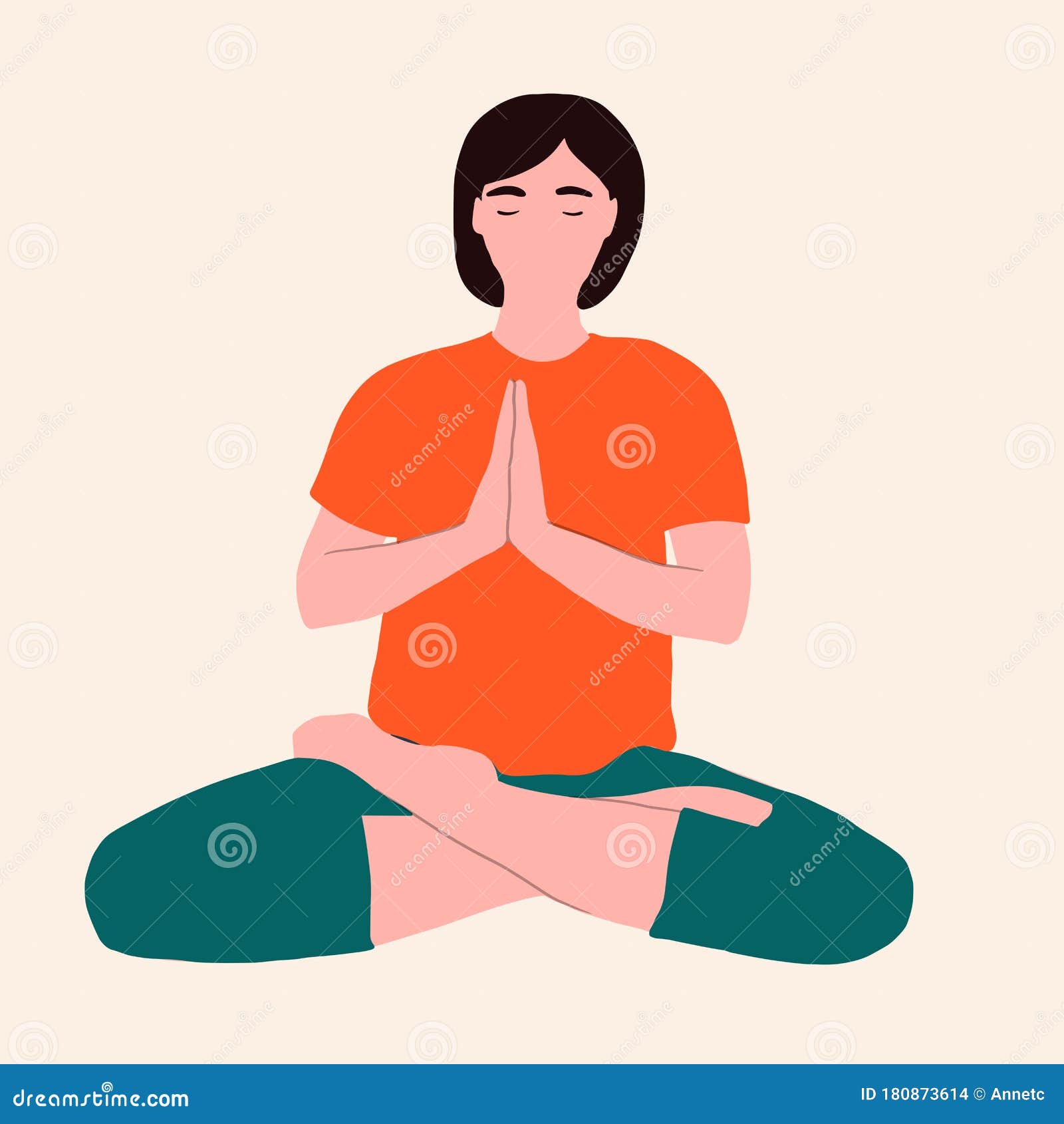 Niña De Dibujos Animados En La Pose Del Loto Del Yoga. Permanecer En Casa  Sano Y Mantener El Concepto De Calma. Ilustración De Man Ilustración del  Vector - Ilustración de mujer, figura: