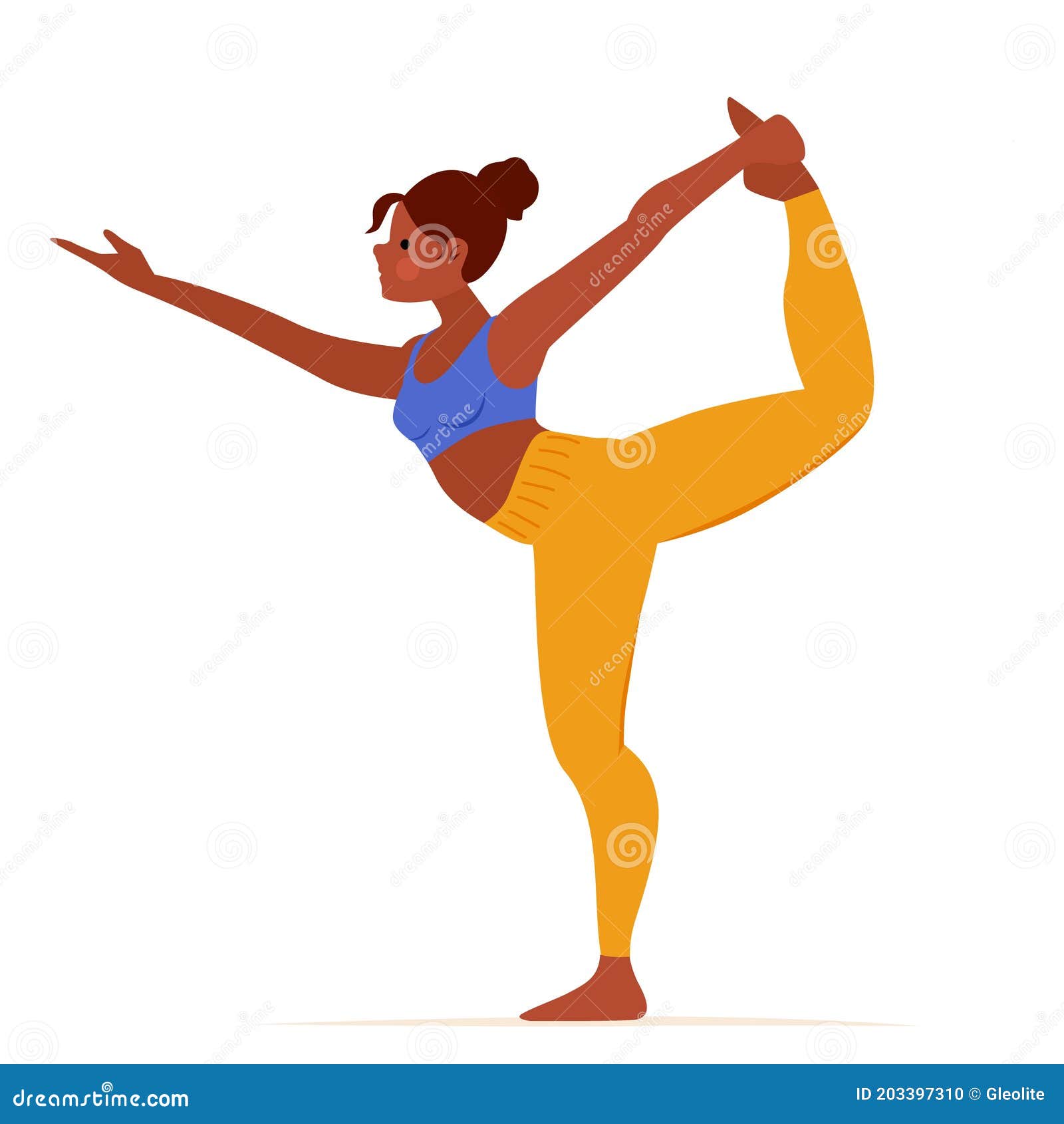 Niña De Dibujos Animados Practicando Ejercicio De Yoga Señor De La Danza  Aislado De Fondo Blanco. Yogini Que Muestra Natarajasana Ilustración del  Vector - Ilustración de persona, figura: 203397310