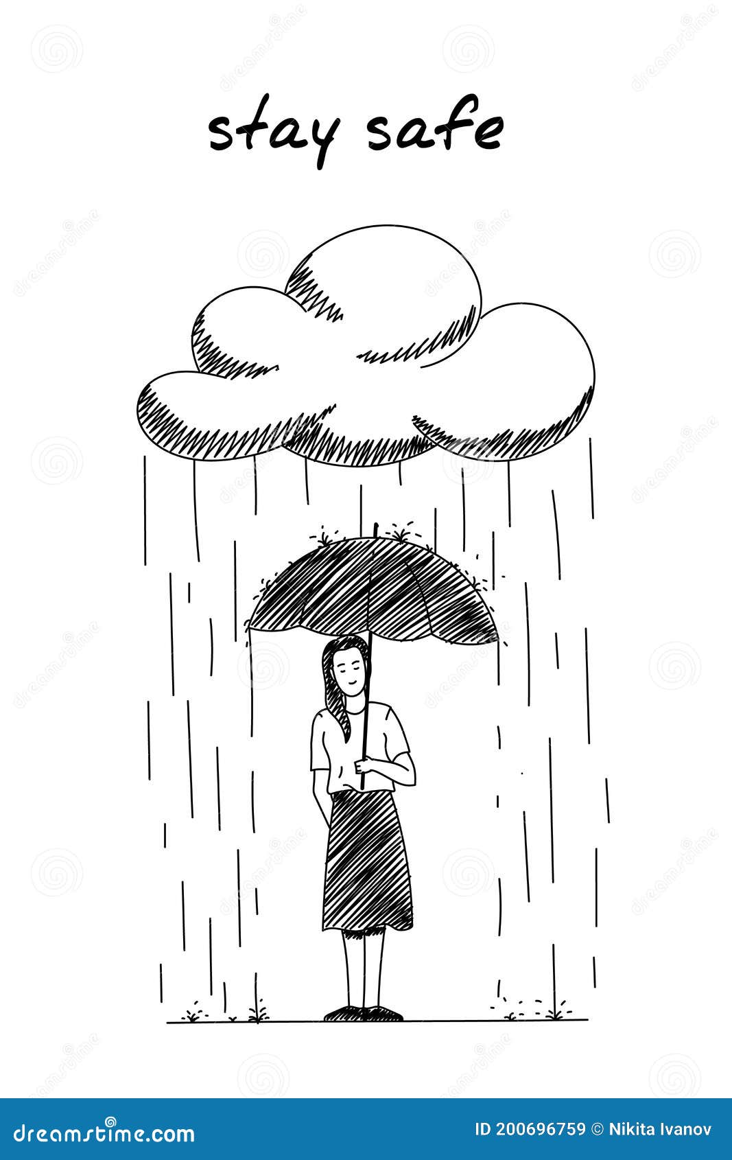 Niña De Pie Bajo La Lluvia Bajo Un Paraguas Ilustración Dibujada a Mano Dibujo De Un Vector De Dibujos Animados De Una Nube Lluvi Ilustración del Vector - Ilustración de feliz, arte: Niña De Pie Bajo La Lluvia Bajo Un Paraguas Ilustración Dibujada a Mano Dibujo De Un Vector De Dibujos Animados De Una Nube Lluvi Ilustración del Vector - Ilustración de feliz, arte: