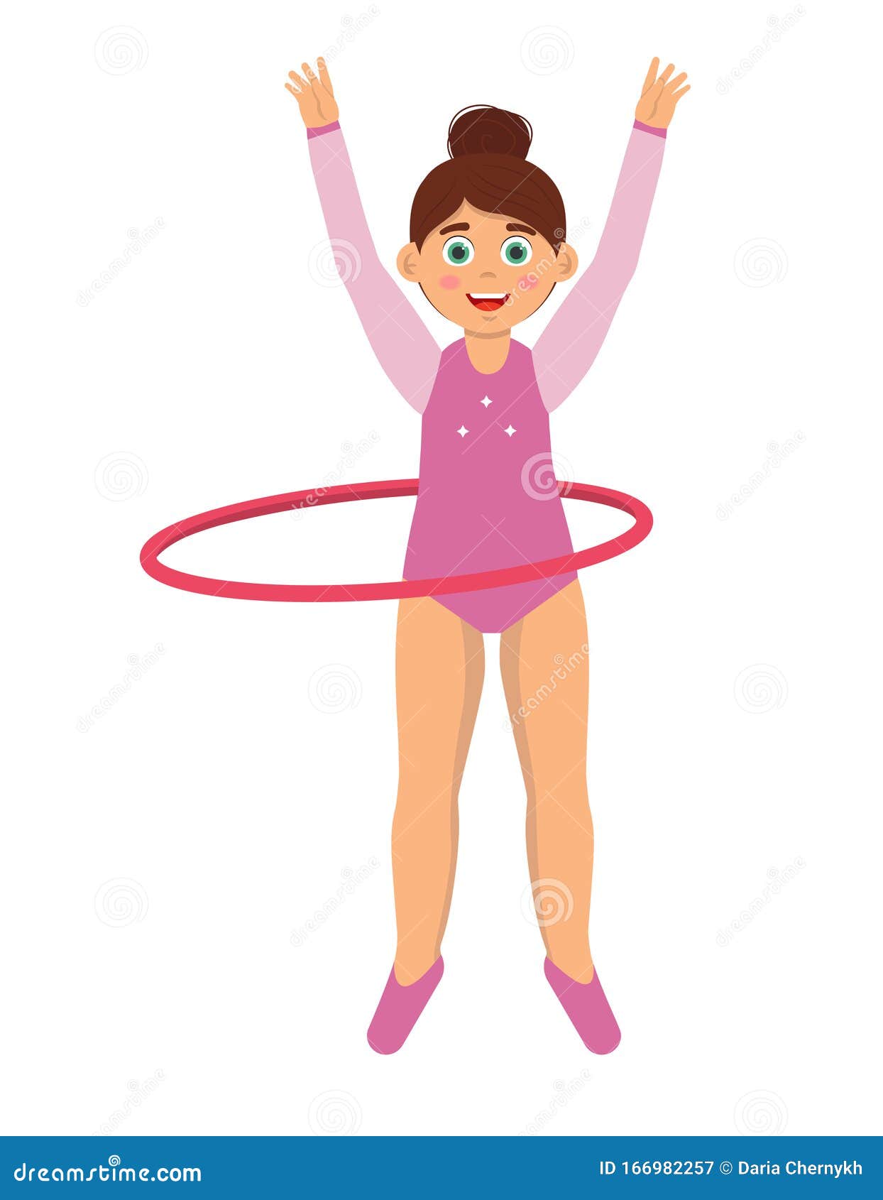 Niña Gimnasta Hace Ejercicio Físico Con Hula-hoop Rojo Ilustración Del  Vector Ilustración del Vector - Ilustración de competiciones, ajuste:  166982257