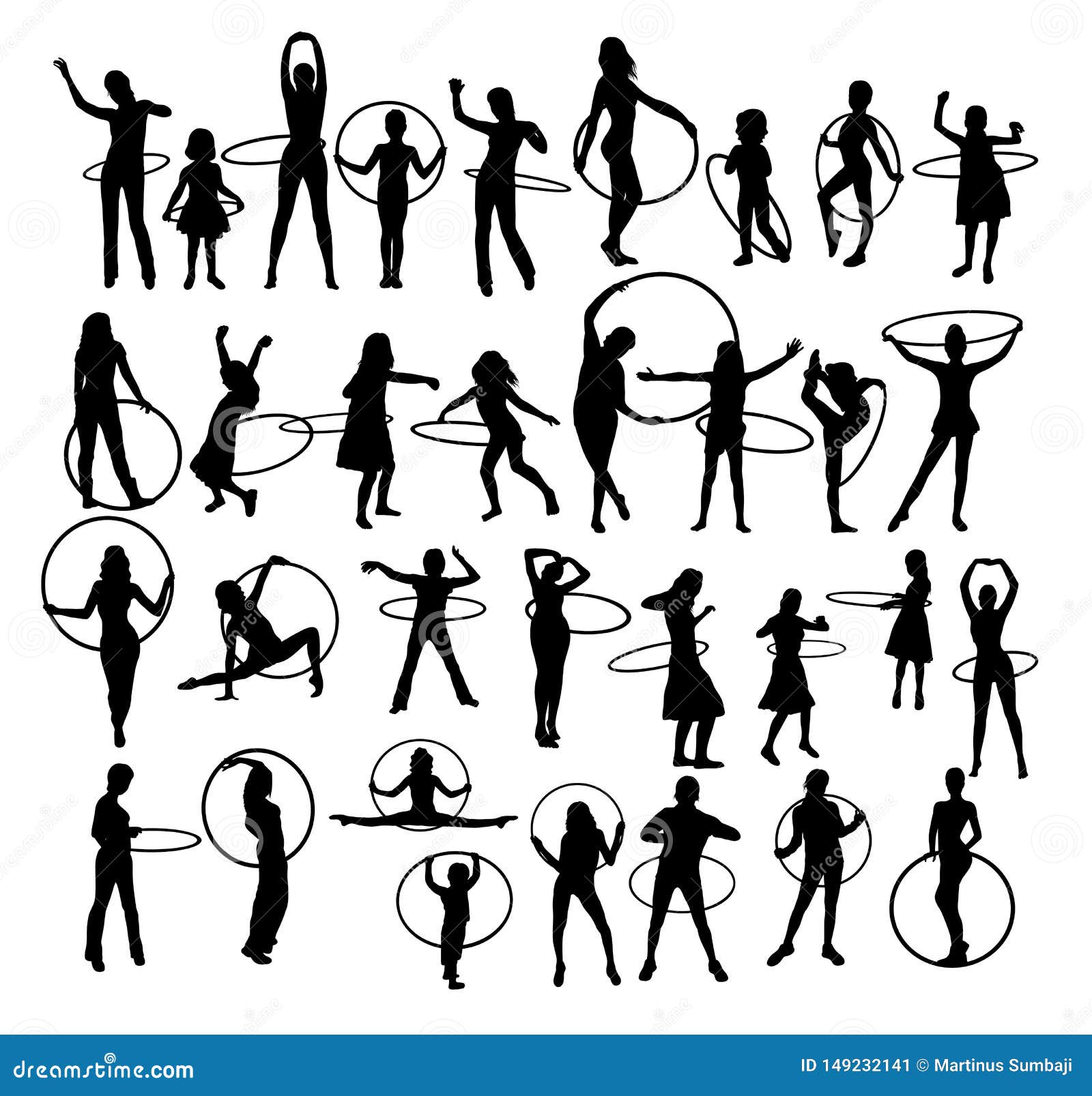 Niña Jugando Con Silhouettes Hula Hoop, Ilustración del Vector -  Ilustración de hermoso, salud: 149232141