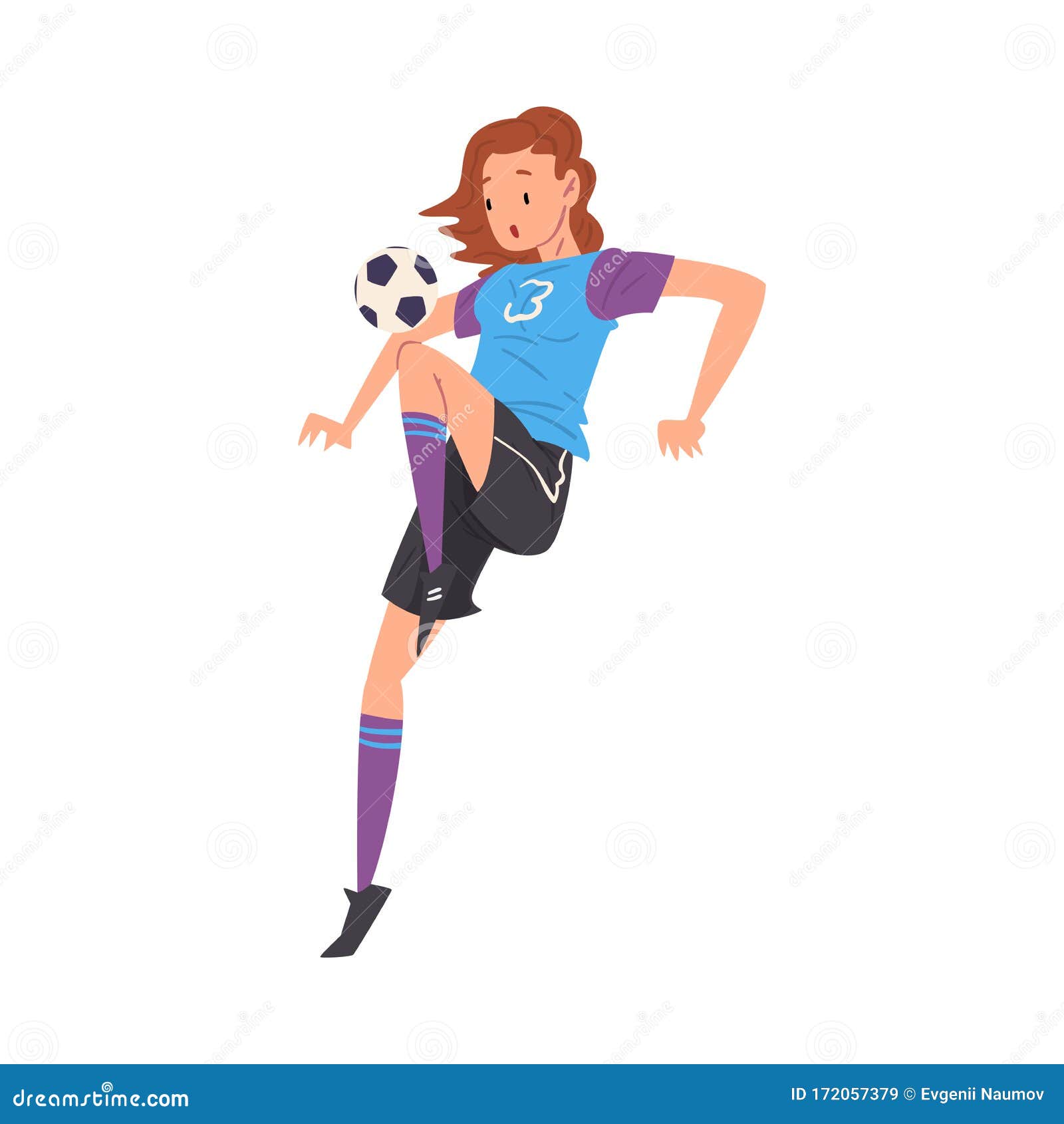 Niña Jugando Fútbol, Joven Futbolista En Uniforme Deportivo Con Ilustración  Del Vector De Bolas Ilustración del Vector - Ilustración de personas,  feliz: 172057379