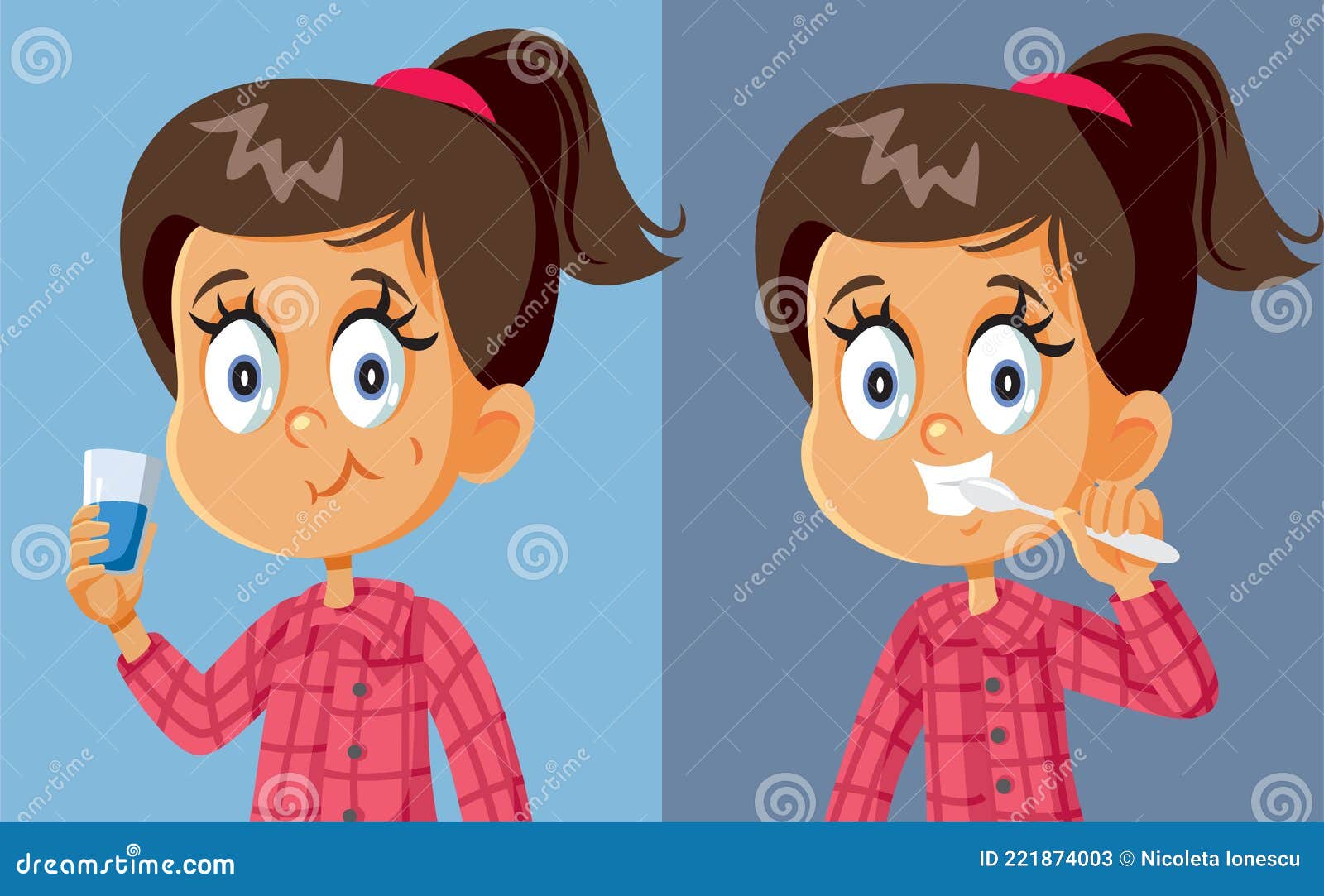 Niña Pequeña Con Buenos Hábitos De Higiene Bucal Ilustración del Vector - Ilustración de pijamas, cavidad: 221874003 Niña Pequeña Con Buenos Hábitos De Higiene Bucal Ilustración del Vector - Ilustración de pijamas, cavidad: 221874003