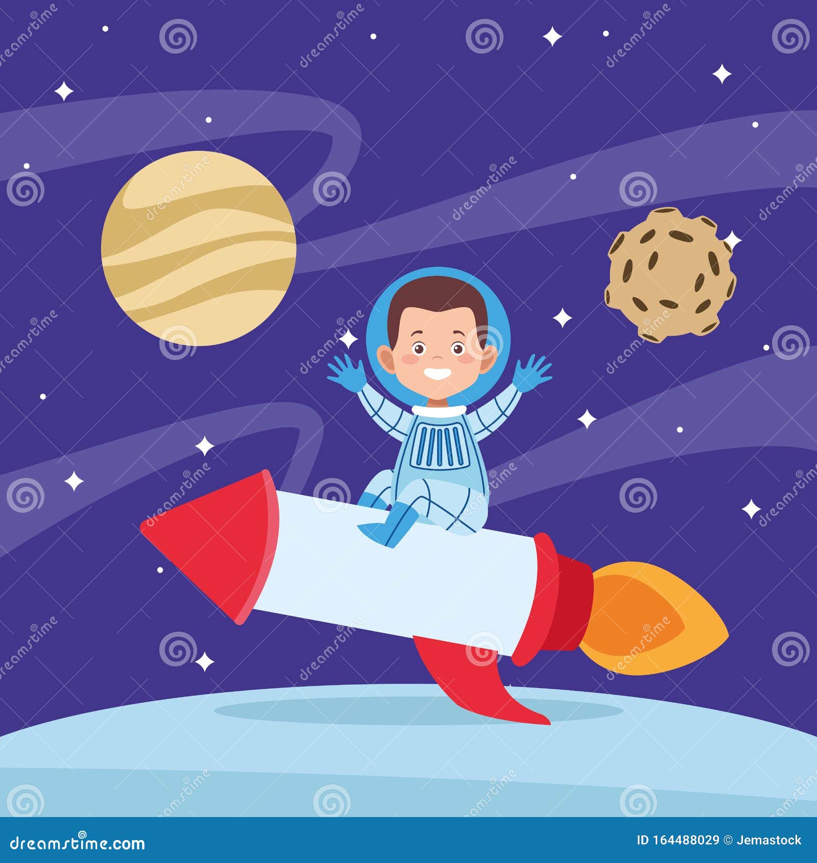 Frase Cobertizo Organizar Niño Astronauta De Caricatura En Un Cohete Espacial Que Vuela En El Espacio  Ilustración del Vector - Ilustración de cielo, futuro: 164488029