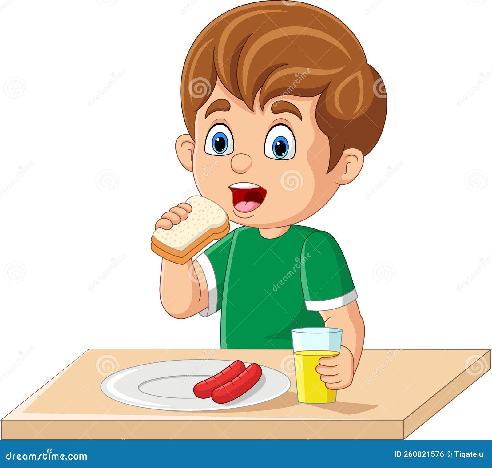 Niño De Dibujos Animados Desayunando Con Salchicha De Pan Y Jugo De Naranja Ilustración del Vector - Ilustración de almuerzo, kindergarten: 260021576 Niño De Dibujos Animados Desayunando Con Salchicha De Pan Y Jugo De Naranja Ilustración del Vector - Ilustración de almuerzo, kindergarten: 260021576