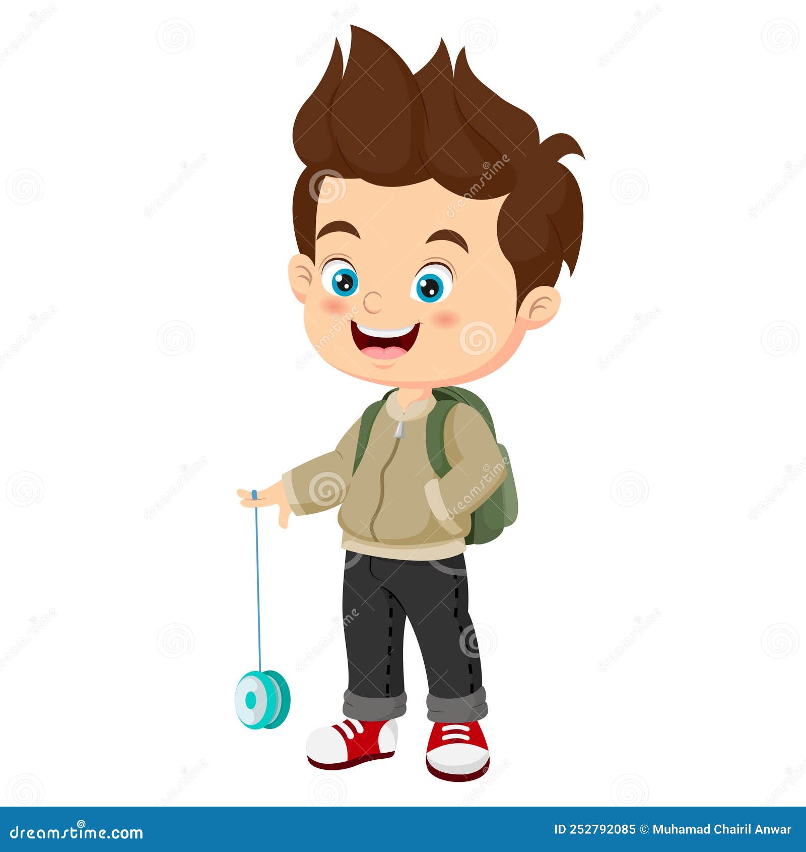Niño De La Escuela De Dibujos Animados Jugando Con Un Yoyó Ilustración del  Vector - Ilustración de elemental, juguete: 252792085