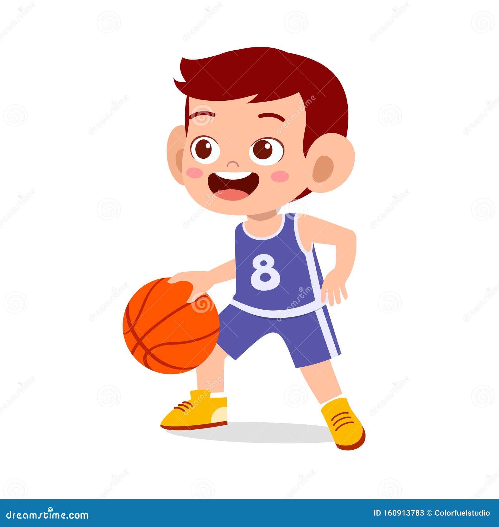 Niño Lindo Feliz Jugando Al Baloncesto Ilustración del Vector - Ilustración  de aislado, baloncesto: 160913783