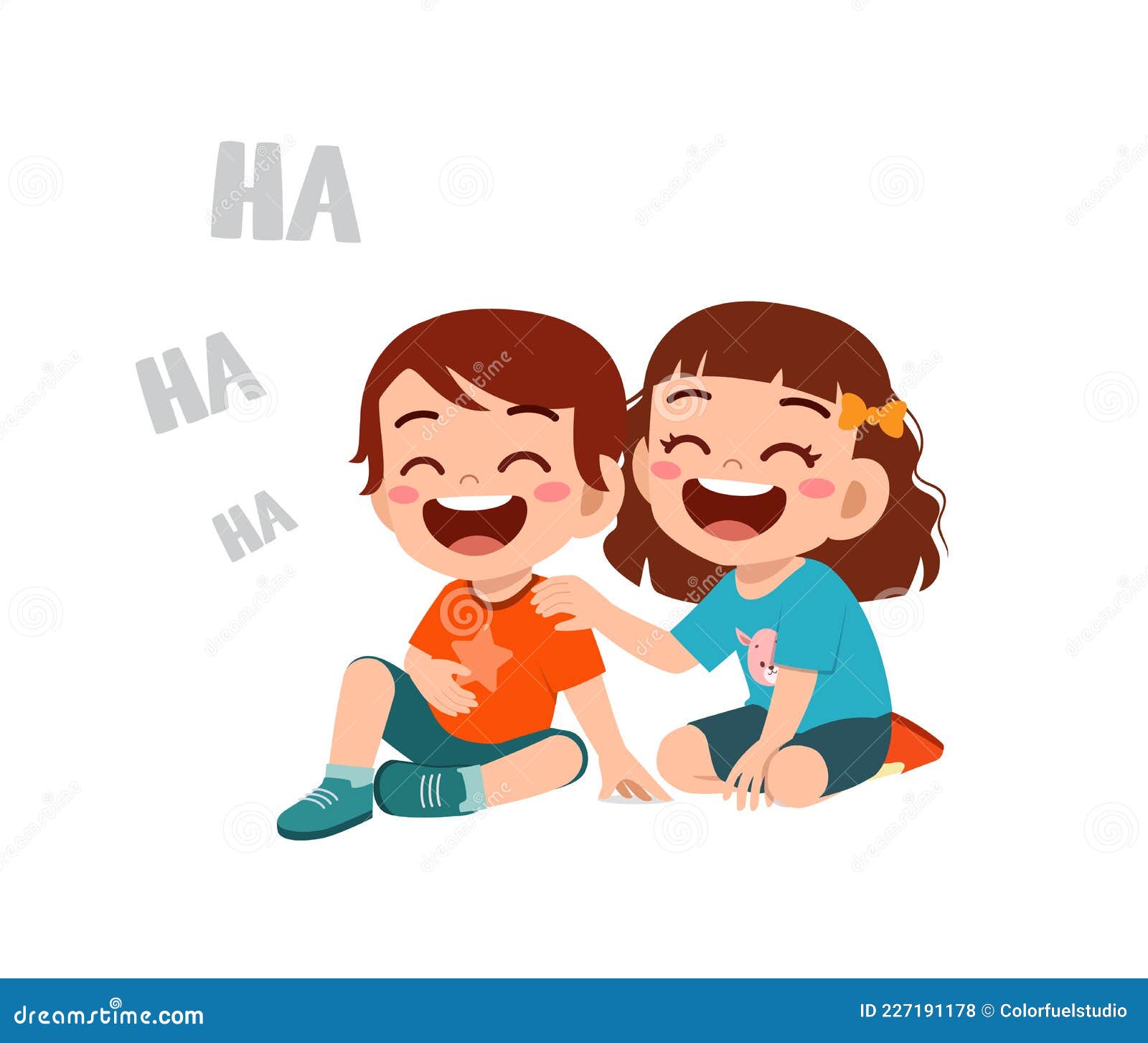 Niño Lindo Riendo Junto Con Un Amigo Ilustración del Vector - Ilustración  de goce, sonrisa: 227191178