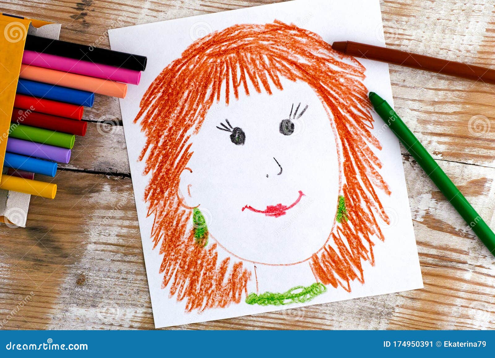 Niño Mano Dibujo Madre Retrato Con Cera Crayones. Fondo De Madera Imagen de  archivo - Imagen de cera, mama: 174950391