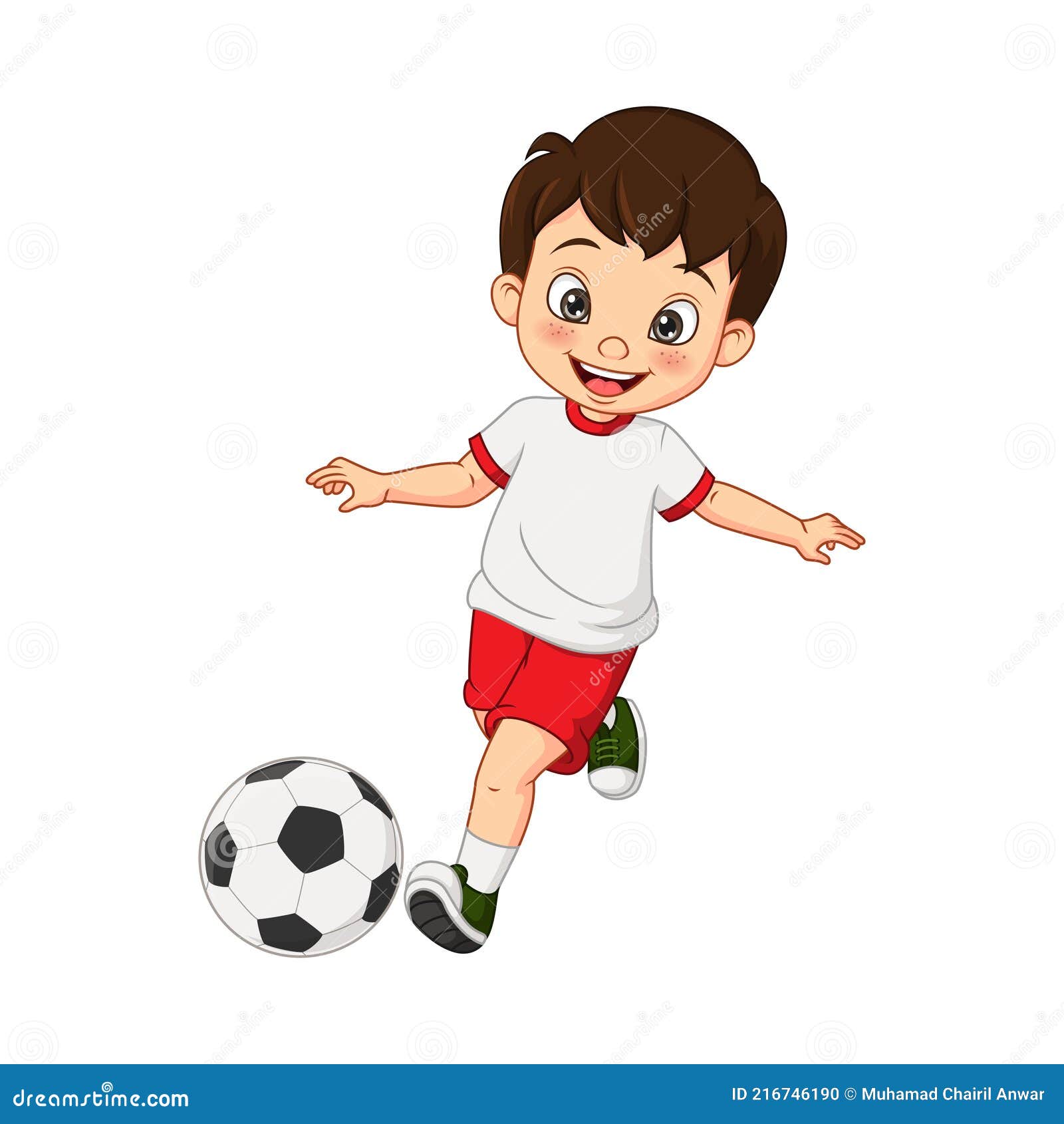 Niño Pequeño De Dibujos Animados Jugando Al Fútbol Ilustración del Vector -  Ilustración de muchacho, bebé: 216746190