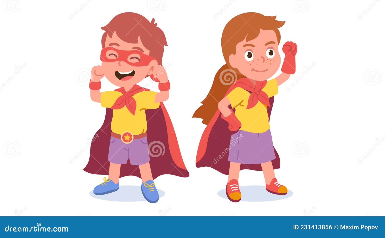Niño Super Heroe Niños Personajes De Dibujos Animados Ilustración del  Vector - Ilustración de alza, persona: 231413856