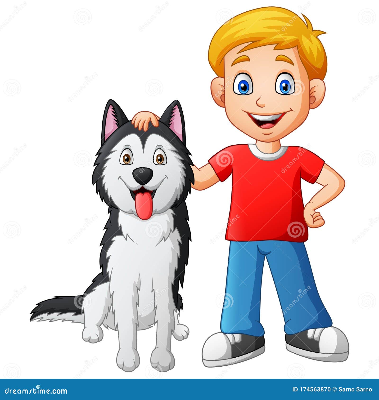 Niño Y Perro De Dibujos Animados Divertidos Ilustración del Vector -  Ilustración de mascota, amigo: 174563870