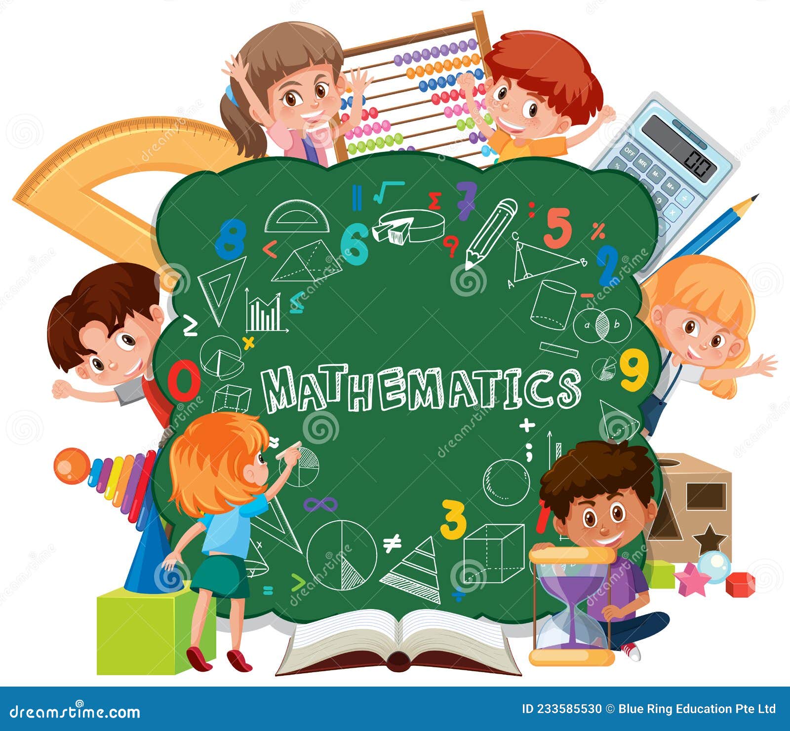 Imagen tomada de: https://es.dreamstime.com/ni%C3%B1os-aprendiendo-matem%C3%A1ticas-con-s%C3%ADmbolo-matem%C3%A1tico-e-icono-