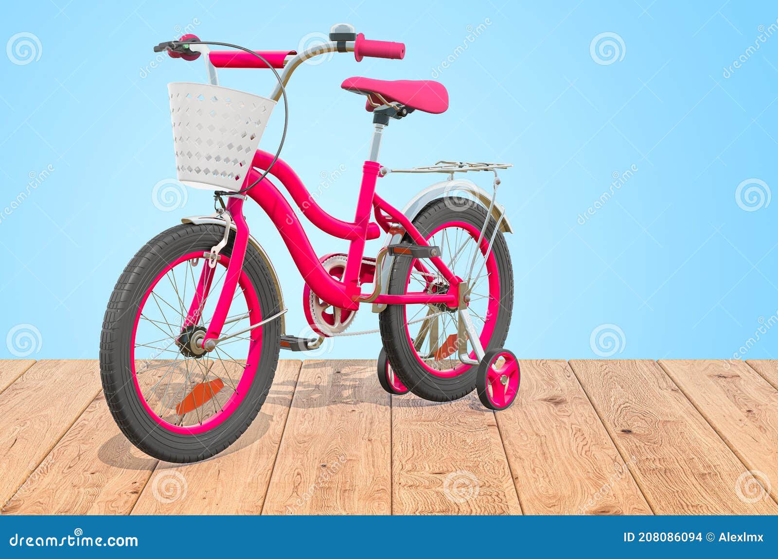 Bicicleta de bebé gris, bicicleta de 3 ruedas para niños aislada en blanco,  representación 3d