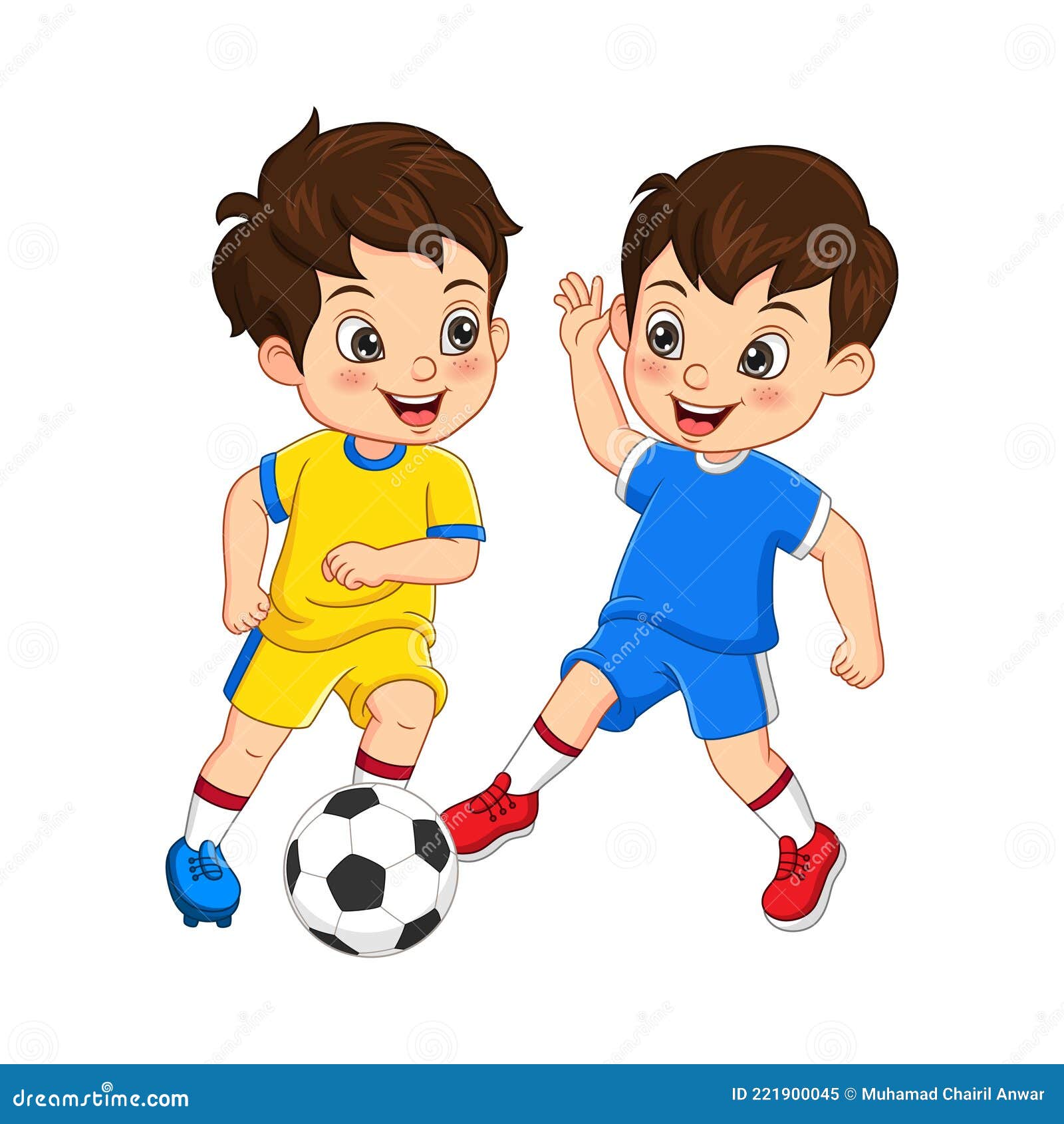 Niños De Dibujos Animados Jugando Fútbol Ilustración del Vector -  Ilustración de cabritos, atlético: 221900045