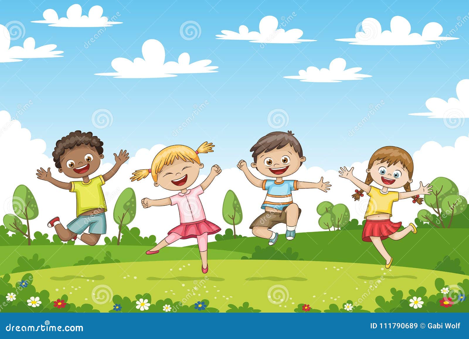 Niños De Salto Felices Personaje De Dibujos Animados Divertido Ilustración del Vector - Ilustración de arbusto, jardines: 111790689 Niños De Salto Felices Personaje De Dibujos Animados Divertido Ilustración del Vector - Ilustración de arbusto, jardines: 111790689