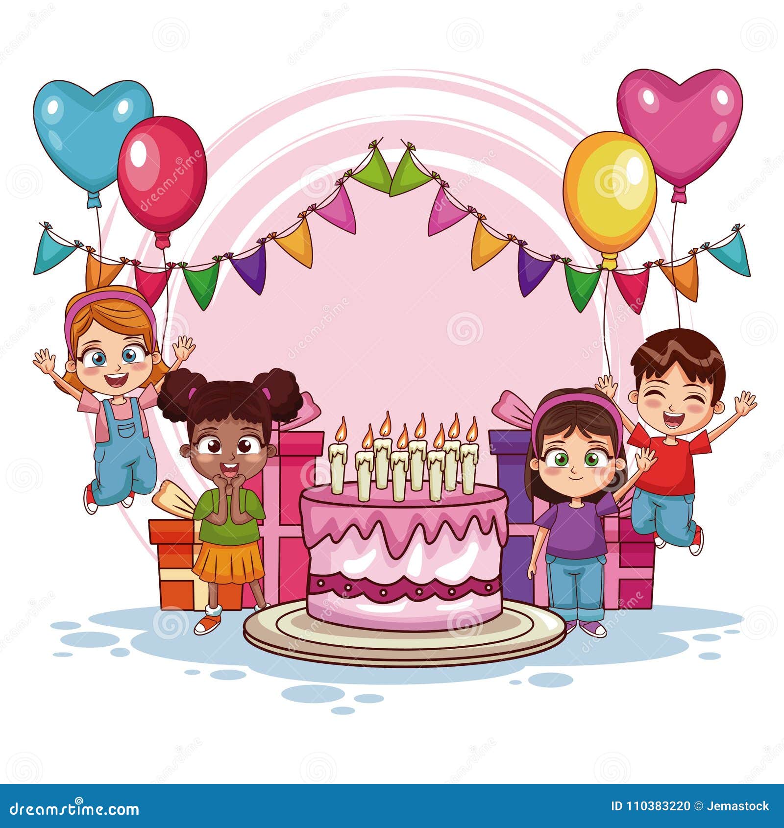 Ilustración de la fiesta de cumpleaños de los niños, decoración