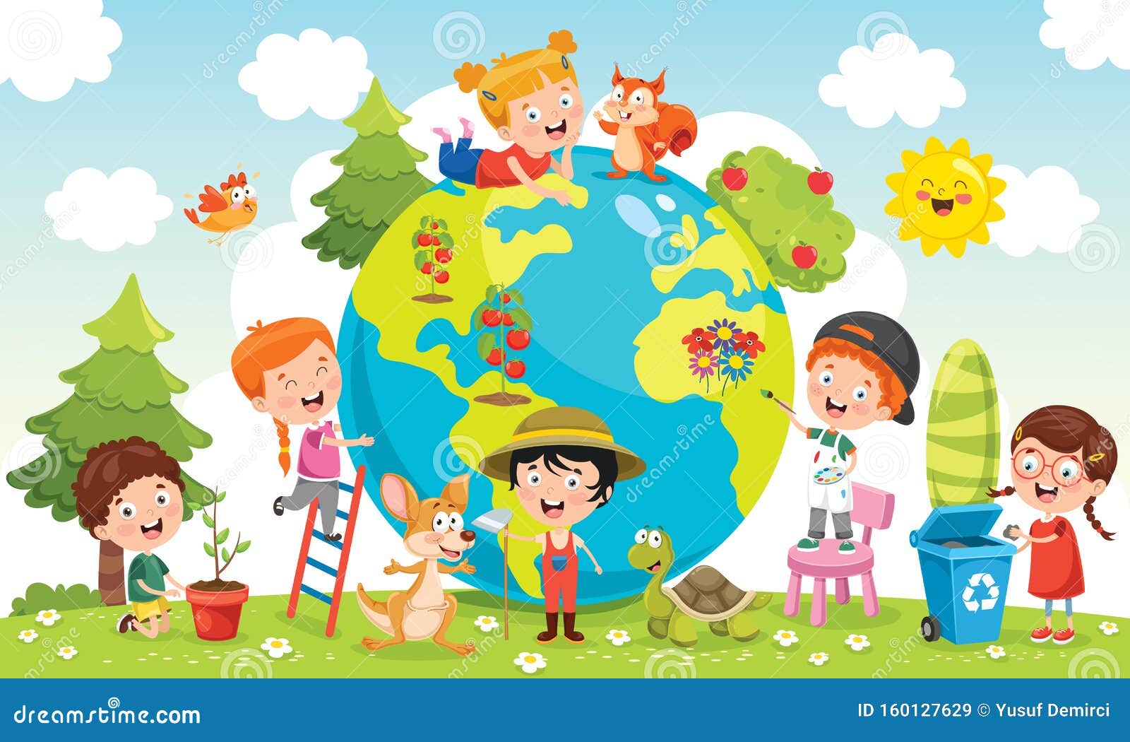Niños Jugando Con Varios Juguetes Stock de ilustración - Ilustración de juguetes, niños: 160127629