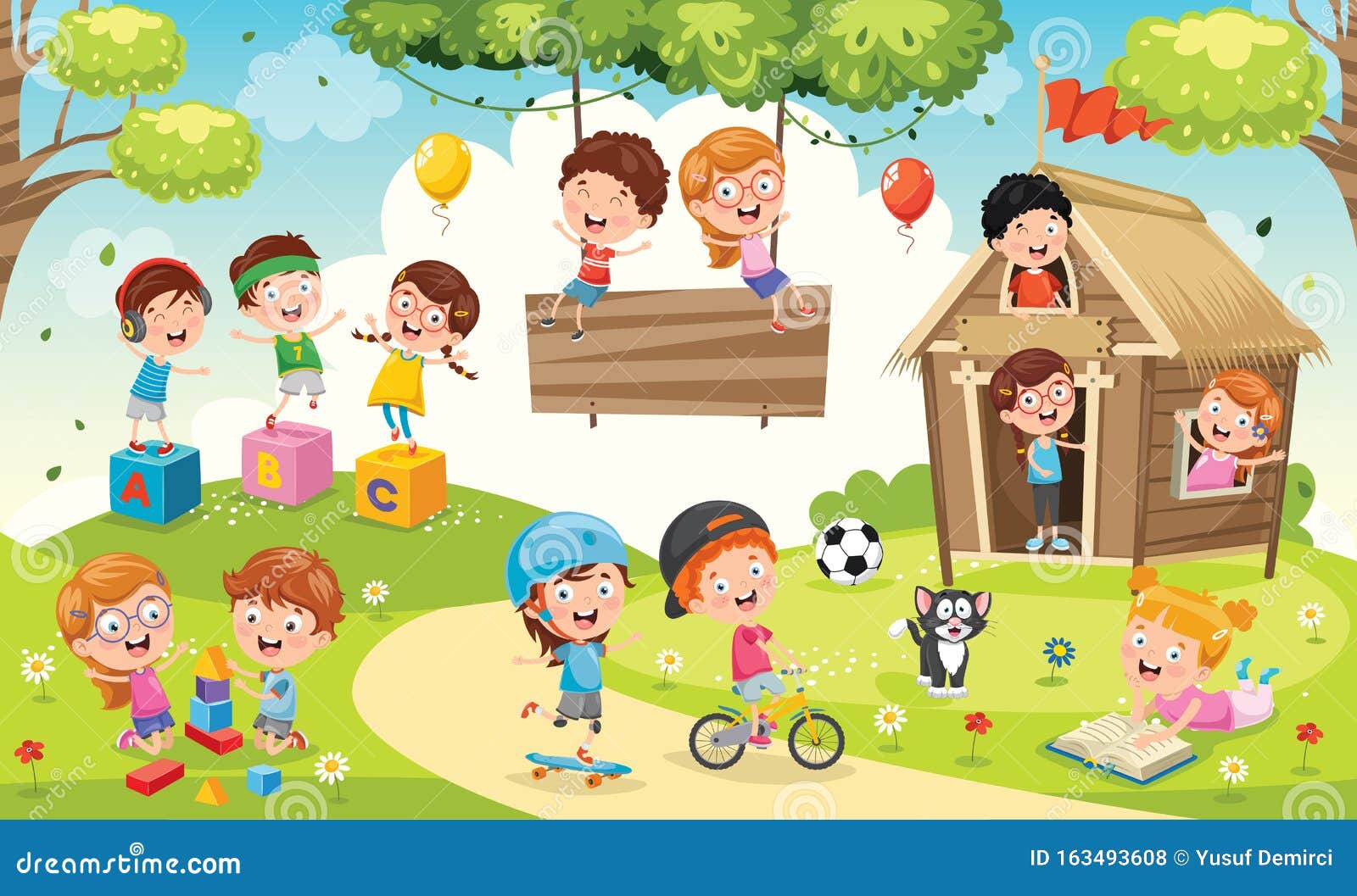 Niños Jugando En El Parque ilustración del vector. Ilustración de circo - 163493608 Niños Jugando En El Parque ilustración del vector. Ilustración de circo - 163493608
