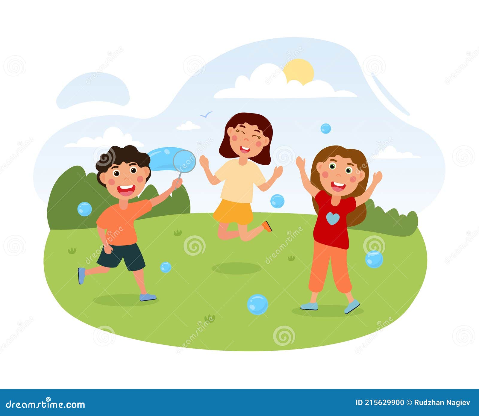 Niños Jugando En El Parque En Verano Y Soplando Burbujas Ilustración del Vector - Ilustración de juego, soplando: 215629900 Niños Jugando En El Parque En Verano Y Soplando Burbujas Ilustración del Vector - Ilustración de juego, soplando: 215629900