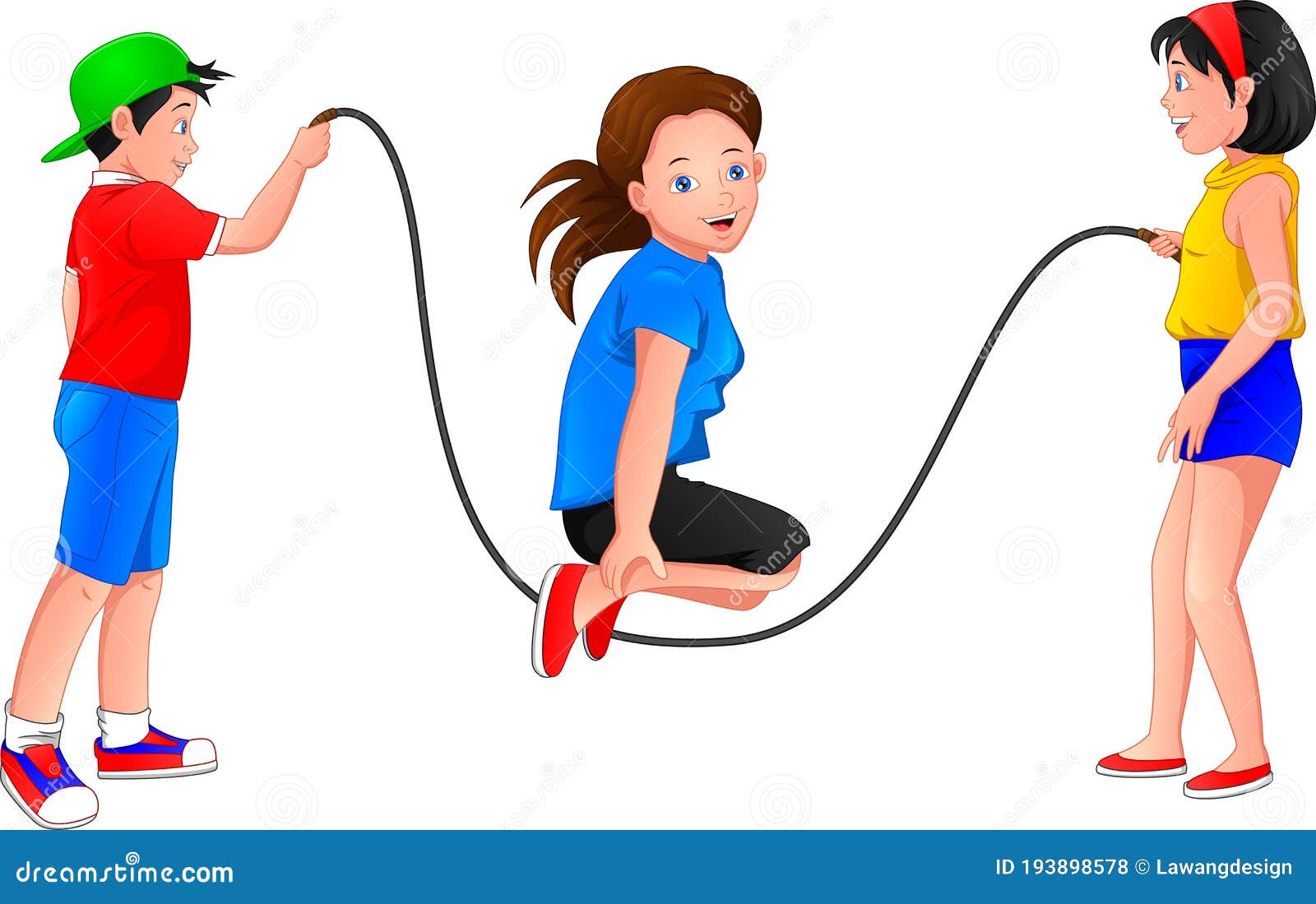 Niños Jugando a Saltar La Cuerda Ilustración del Vector - Ilustración de  afuera, cuerda: 193898578