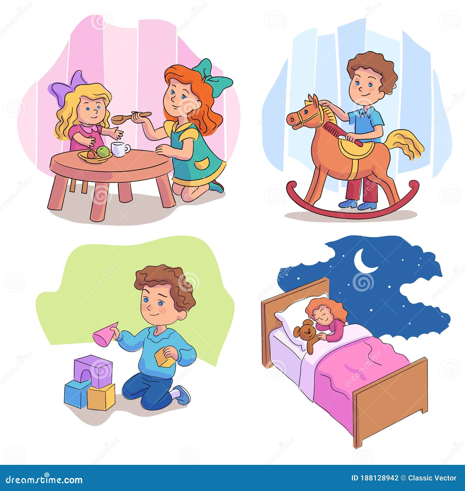 Niños Lindos Jugando Con Juguetes Escenas De Dibujos Animados Ilustración del Vector - Ilustración de vivero, actividad: 188128942 Niños Lindos Jugando Con Juguetes Escenas De Dibujos Animados Ilustración del Vector - Ilustración de vivero, actividad: 188128942