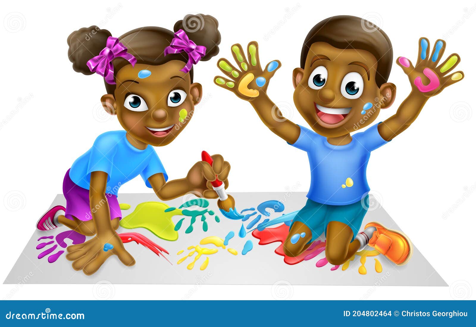 Niños pintar imágenes ilustración del vector. Ilustración de muchacho -  204802464