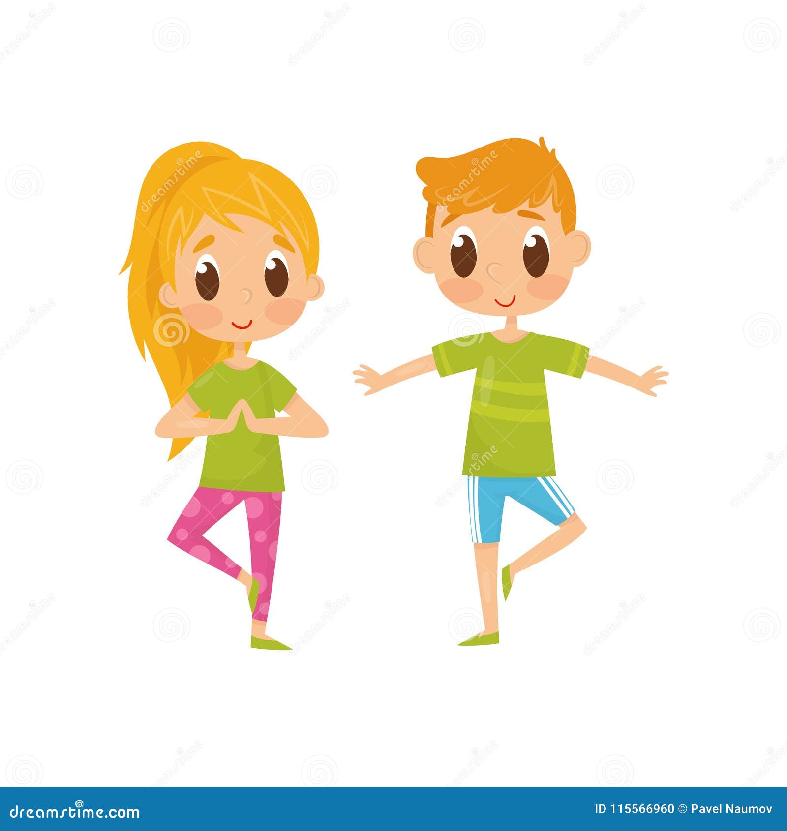 Niños Que Hacen Ejercicio De Equilibrio De La Yoga Niño Pequeño Y Muchacha  Divertidos En Ropa De Deportes Forma De Vida Sana Dise Ilustración del  Vector - Ilustración de aislado, sonriente: 115566960