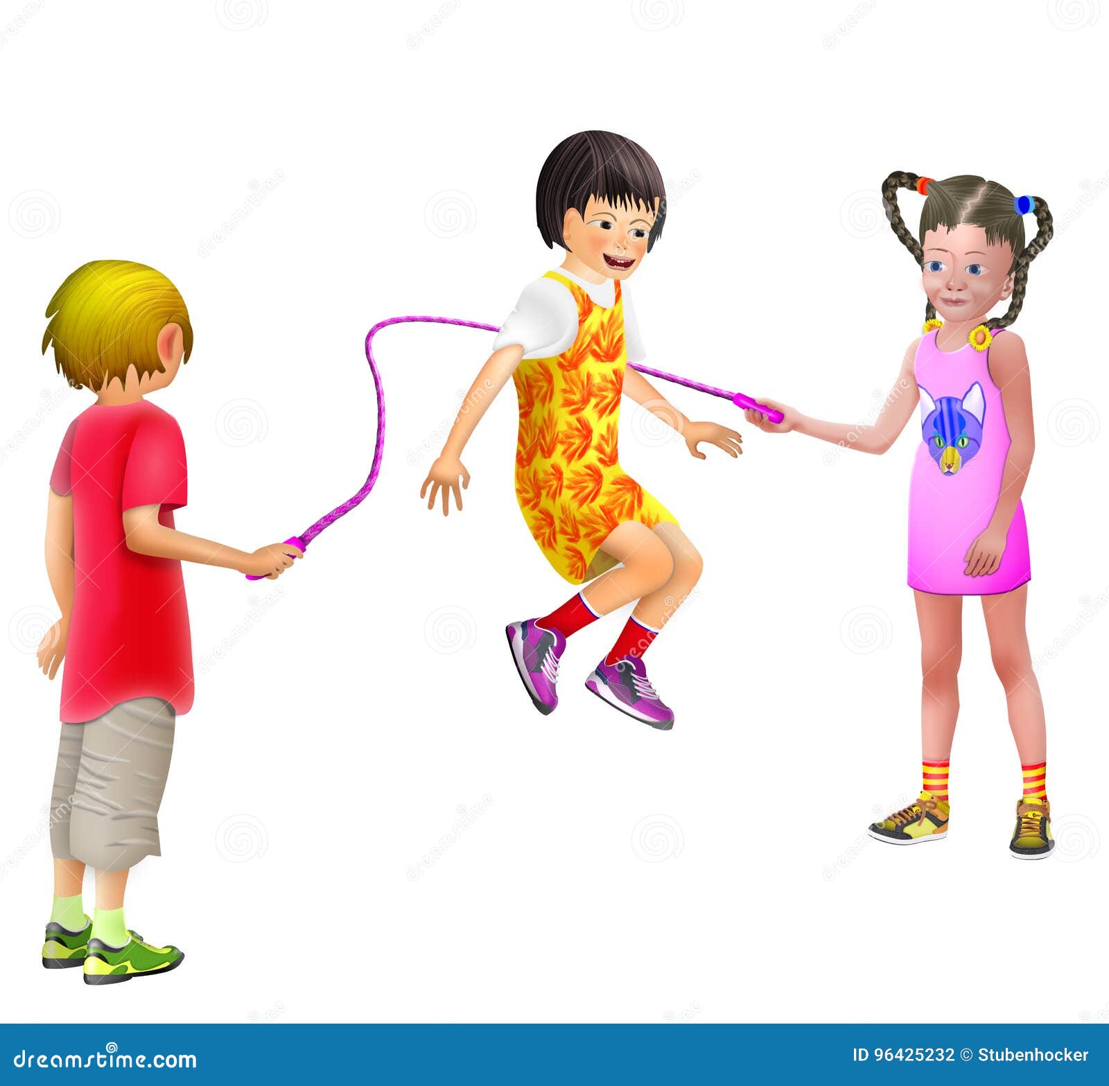 3 Niños Que Tienen Saltar De La Cuerda De La Diversión Foto de archivo -  Ilustración de salto, juego: 96425232