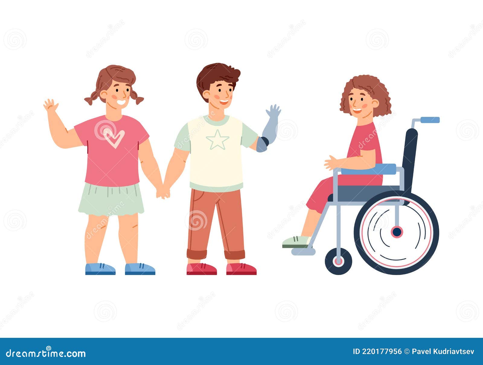 Niños Sanos Y Discapacitados Socializar Dibujos Animados Vector Ilustración  Aislado. Ilustración del Vector - Ilustración de sano, desventaja: 220177956