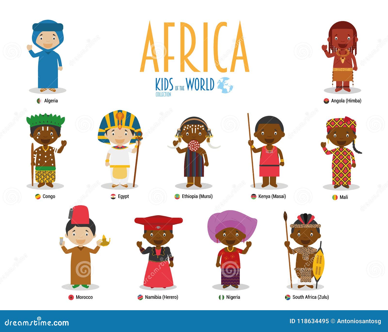 Niños Y Nacionalidades Del Vector Del Mundo: África Ilustración del - Ilustración de negro, egipto: 118634495