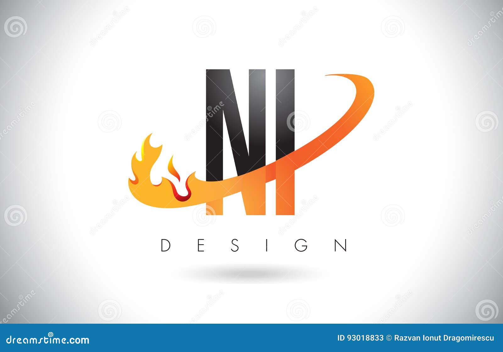 ni n i letter logo with fire flames  and orange swoosh.