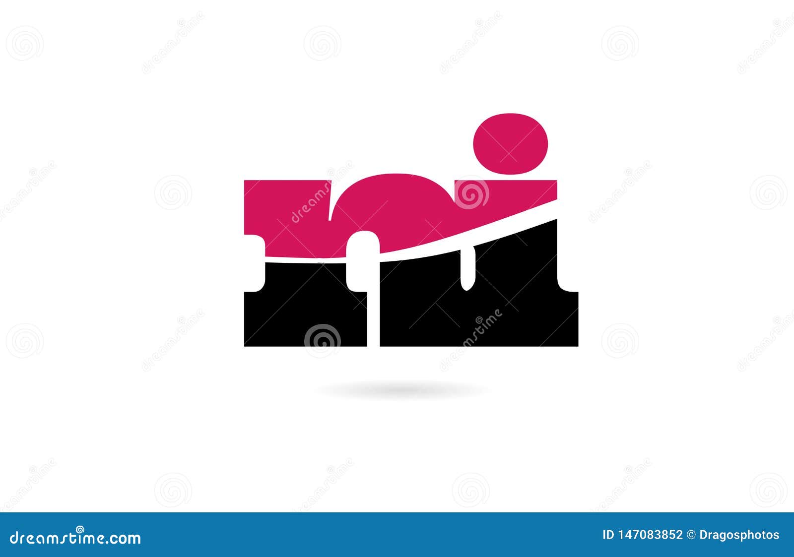 ni n i pink and black alphabet letter combination logo icon 