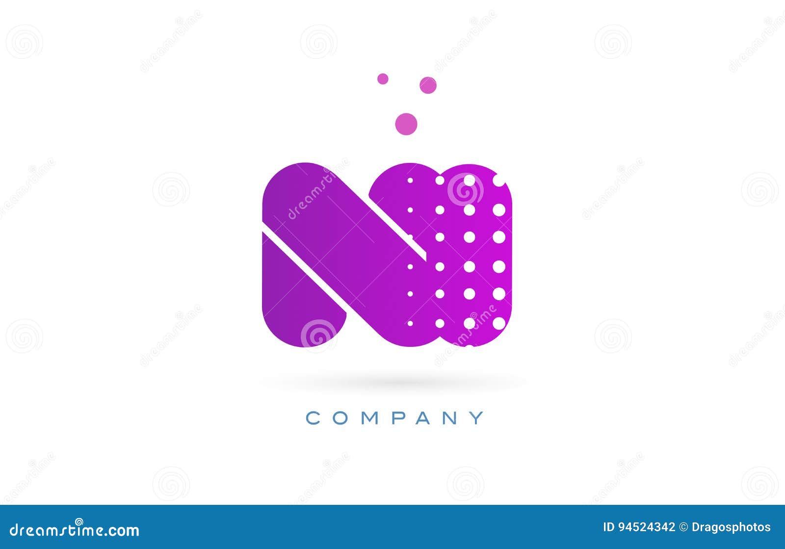 ni n i pink dots letter logo alphabet icon