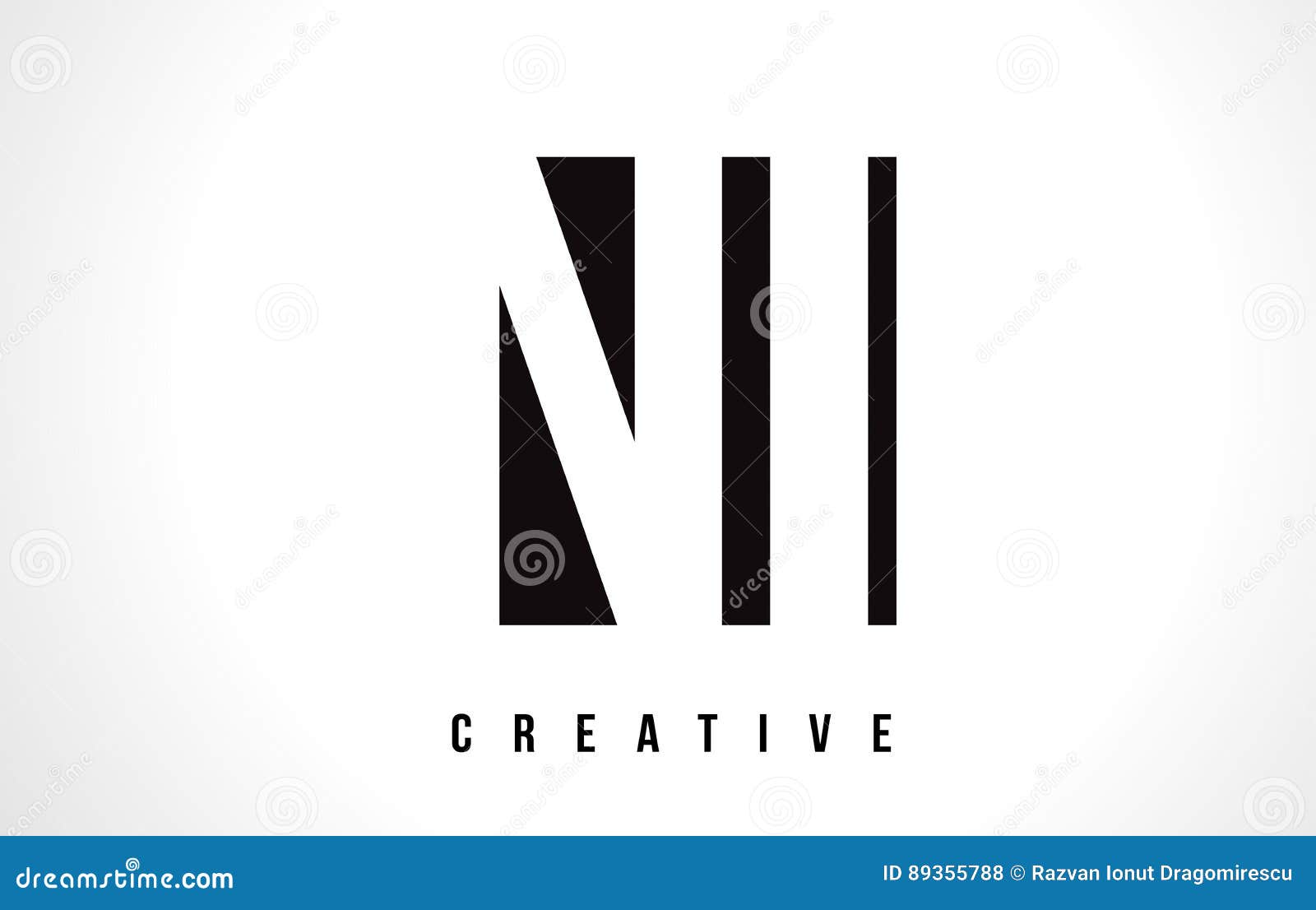 ni n i white letter logo  with black square.