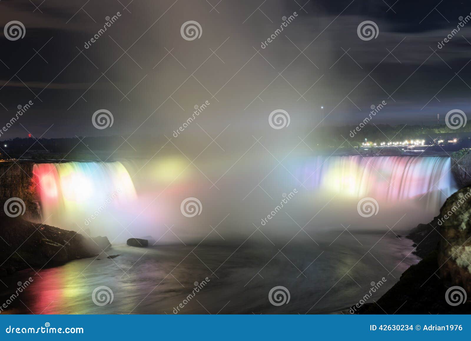 Niagara Falls Light Show at Night Stock Photo Image of park, steam