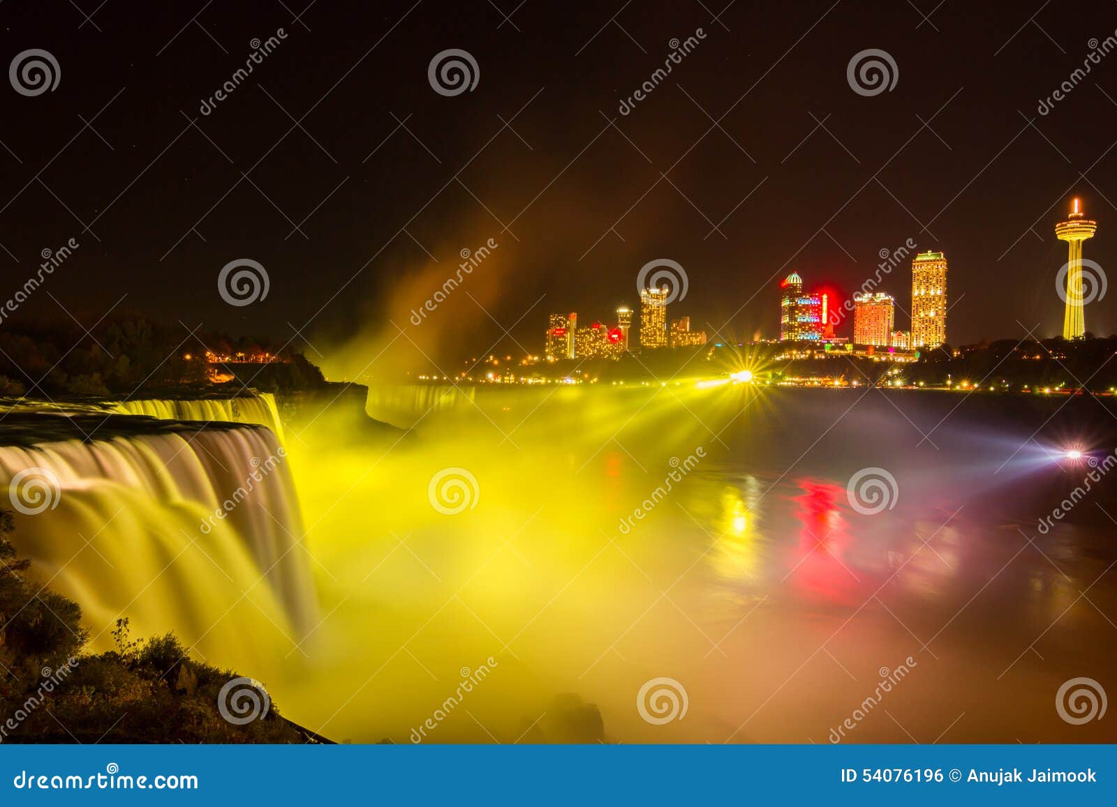 Niagara Falls Light Show at Night, USA Stock Photo Image of horse