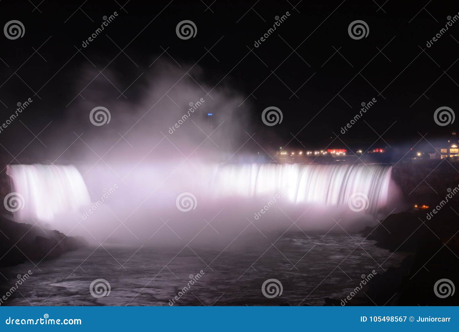 Niagara Falls at Night Blue Horseshoe Falls Stock Image Image of