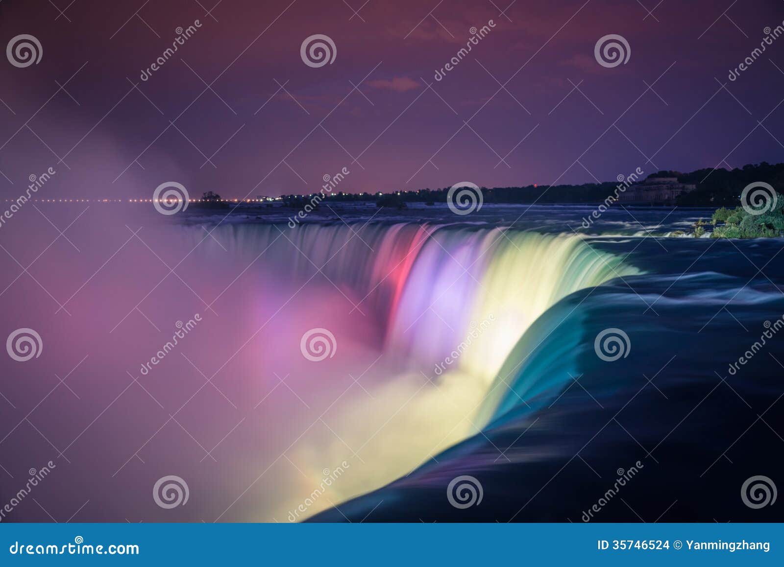 Niagara Falls at Night with Lights Stock Photo Image of landscape