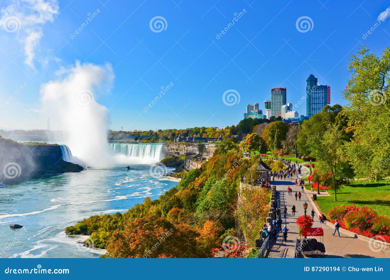 Niagara Falls in a Sunny Day in Autumn in Canada Editorial Stock Image