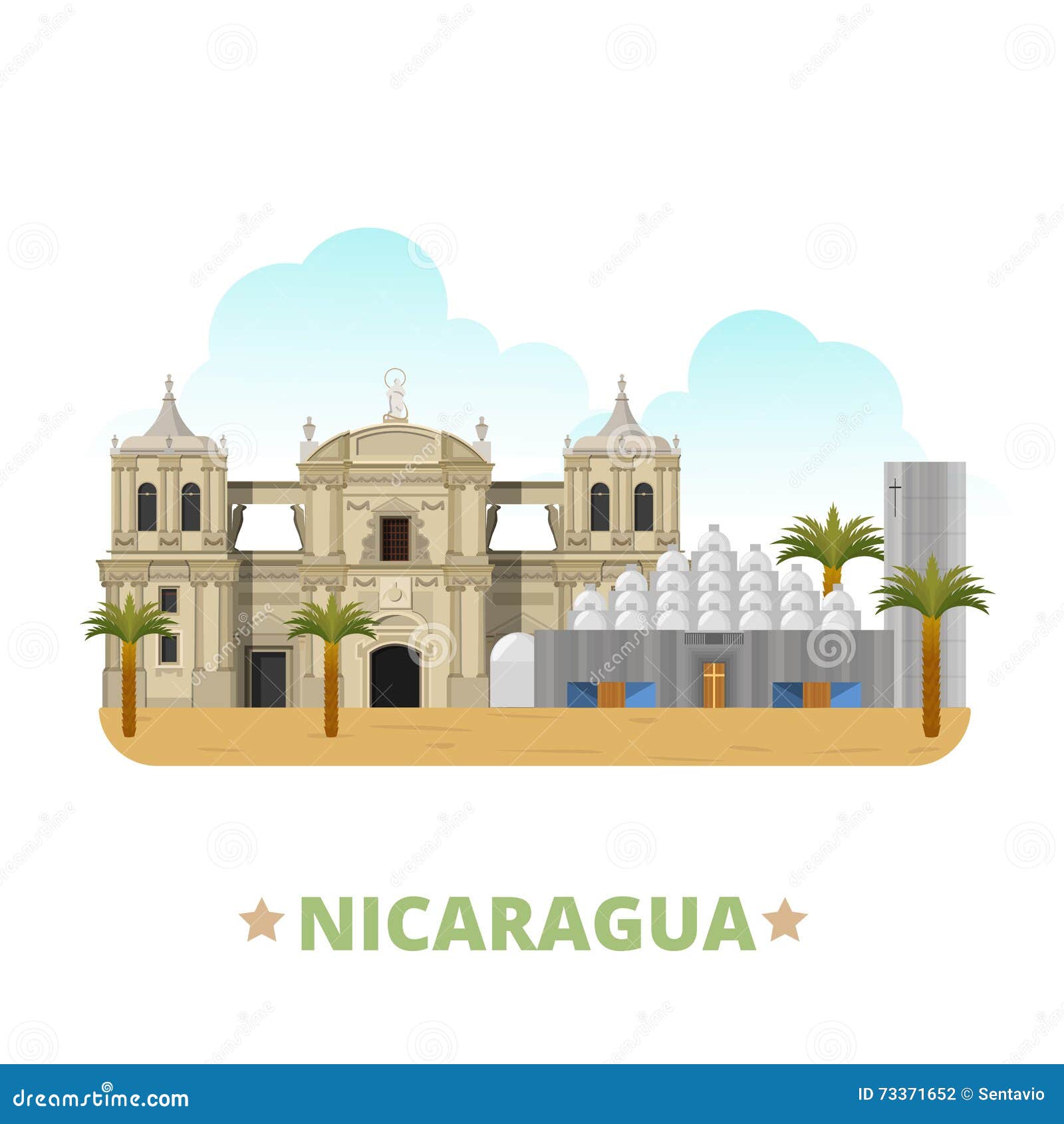 nicaragua country  template flat cartoon sty